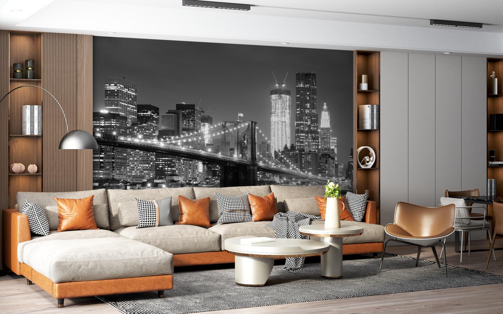 Fototapet podul brooklyn în alb și negru