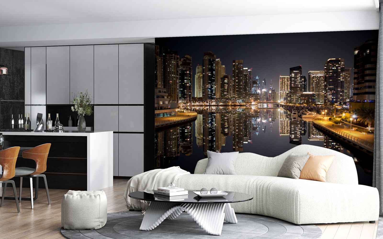 Fototapet reflecție a zgârie-norilor în apă