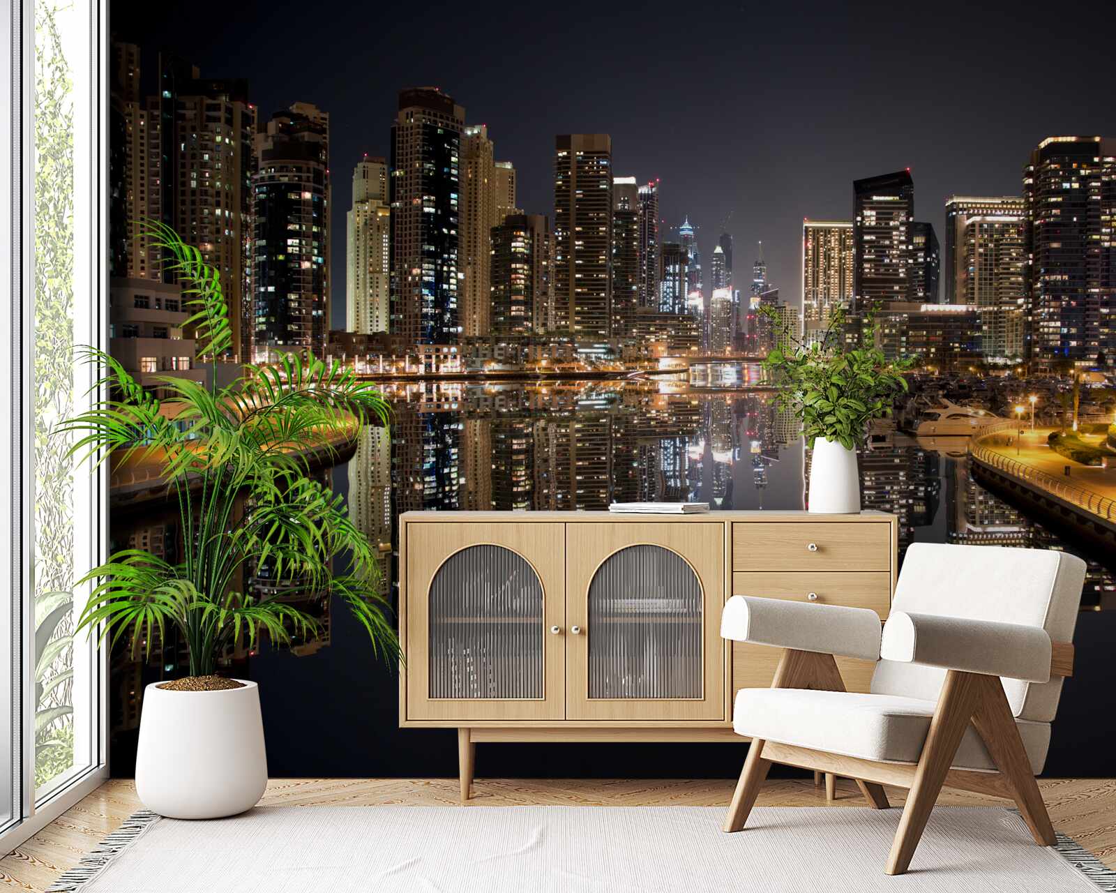 Fototapet reflecție a zgârie-norilor în apă