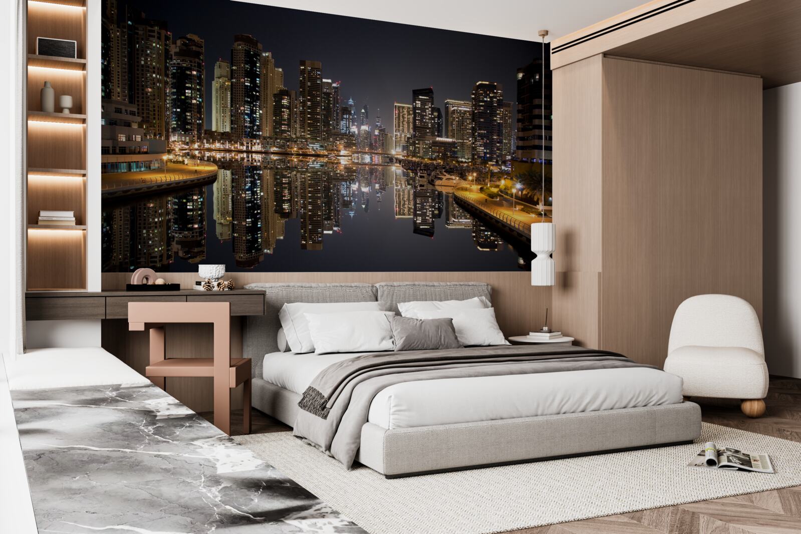 Fototapet reflecție a zgârie-norilor în apă