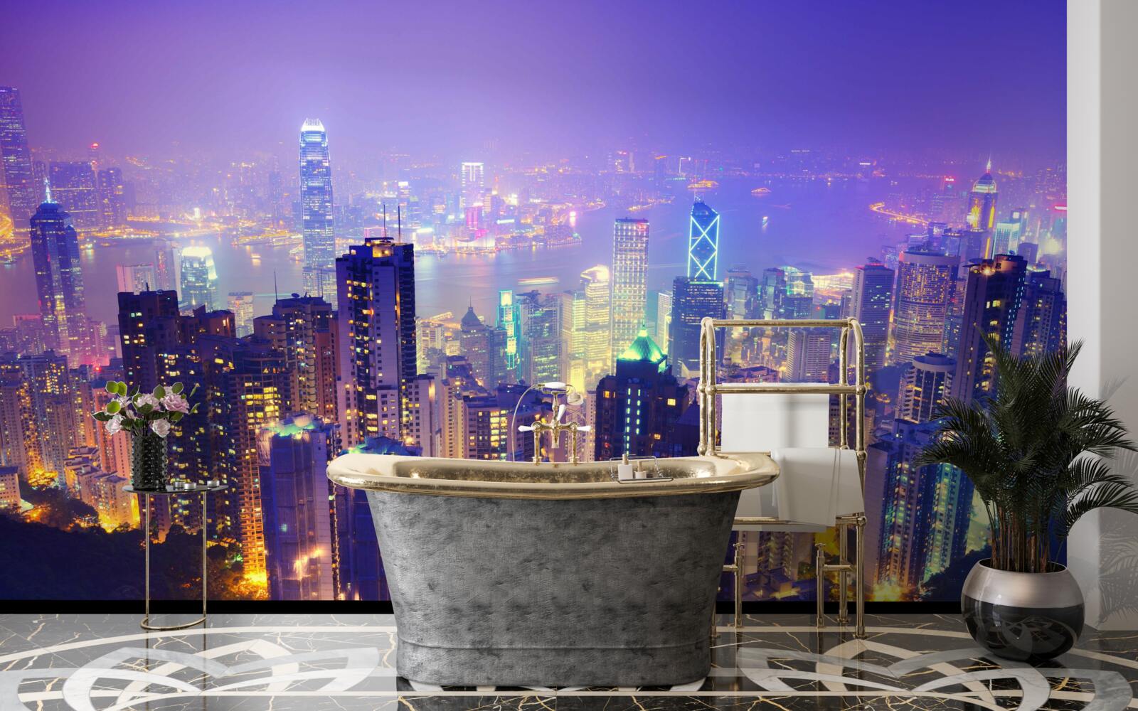 Fototapet Hong Kong noaptea are o linie de orizont uimitoare