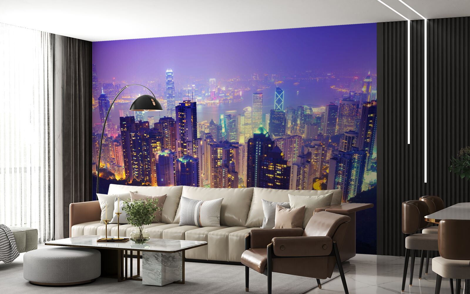 Fototapet Hong Kong noaptea are o linie de orizont uimitoare