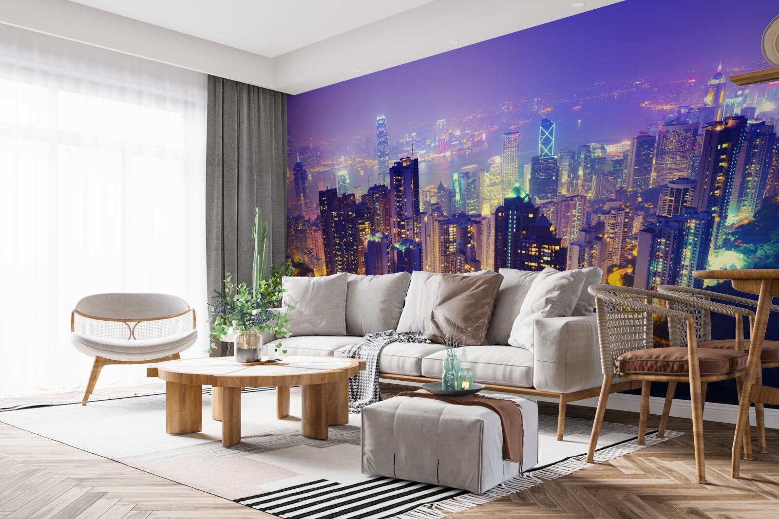 Fototapet Hong Kong noaptea are o linie de orizont uimitoare