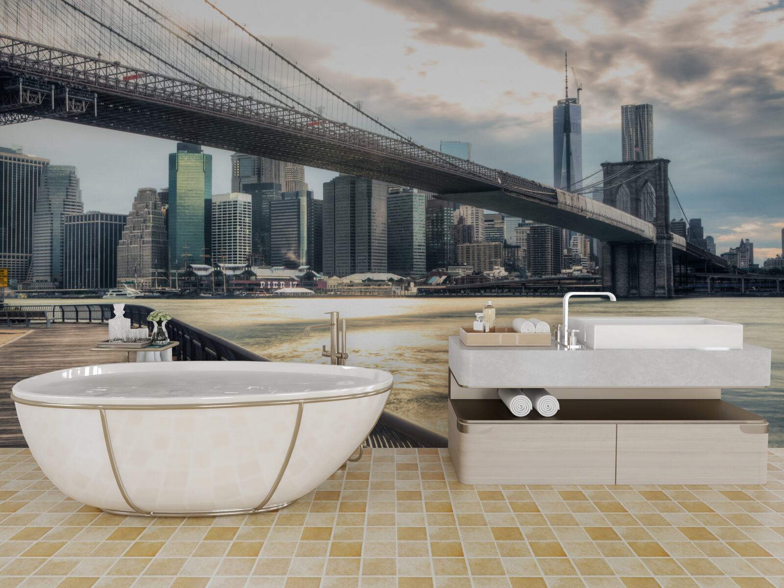 Fototapet promenadă sub podul Brookliński