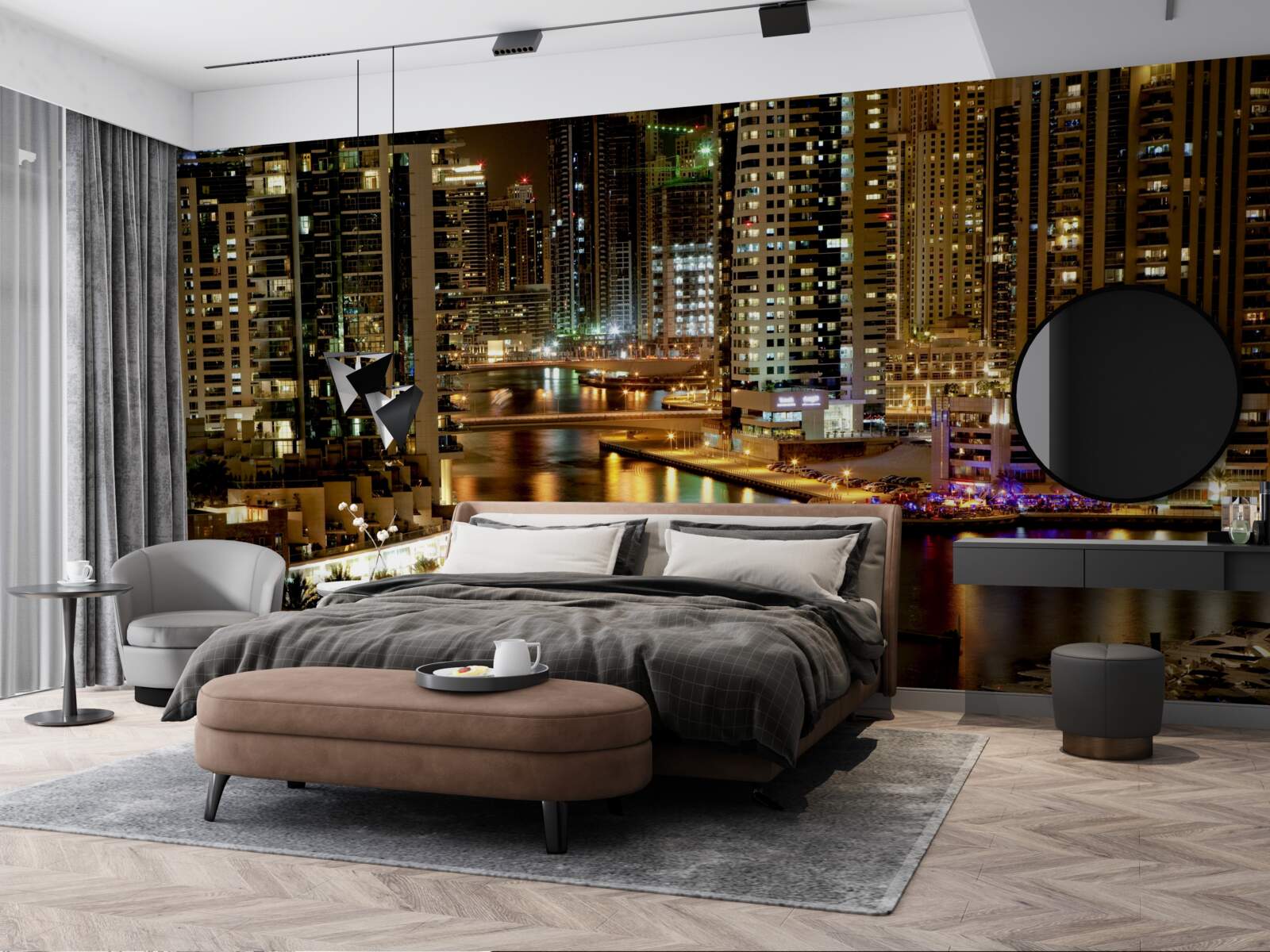 Fototapet dig de noapte cu bărci