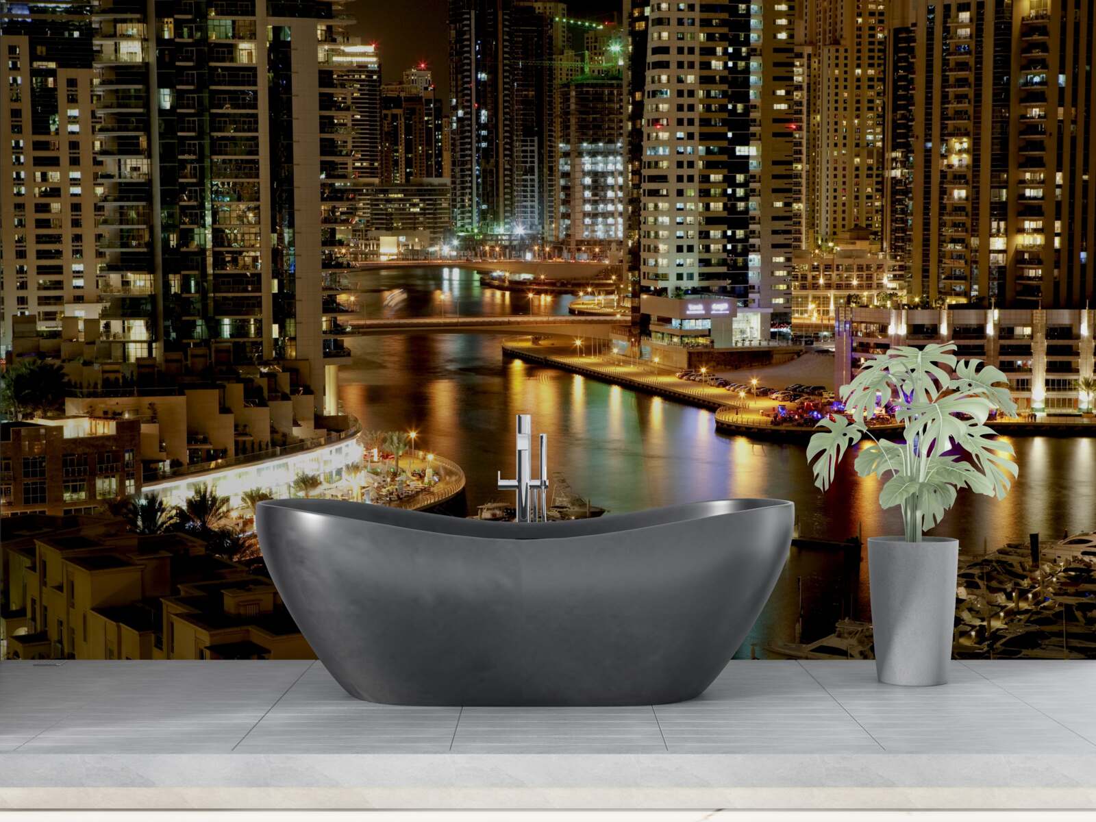 Fototapet dig de noapte cu bărci