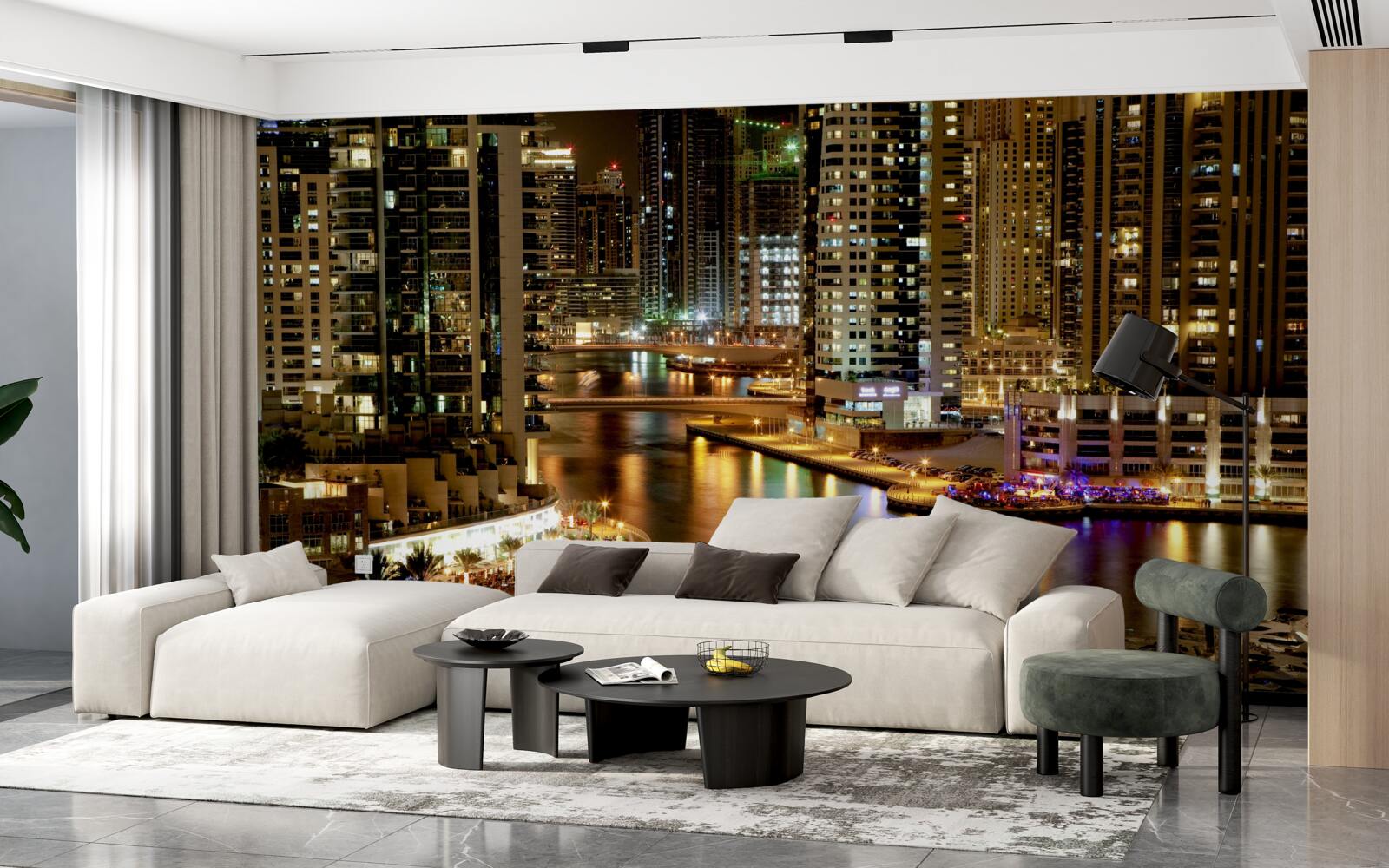 Fototapet dig de noapte cu bărci