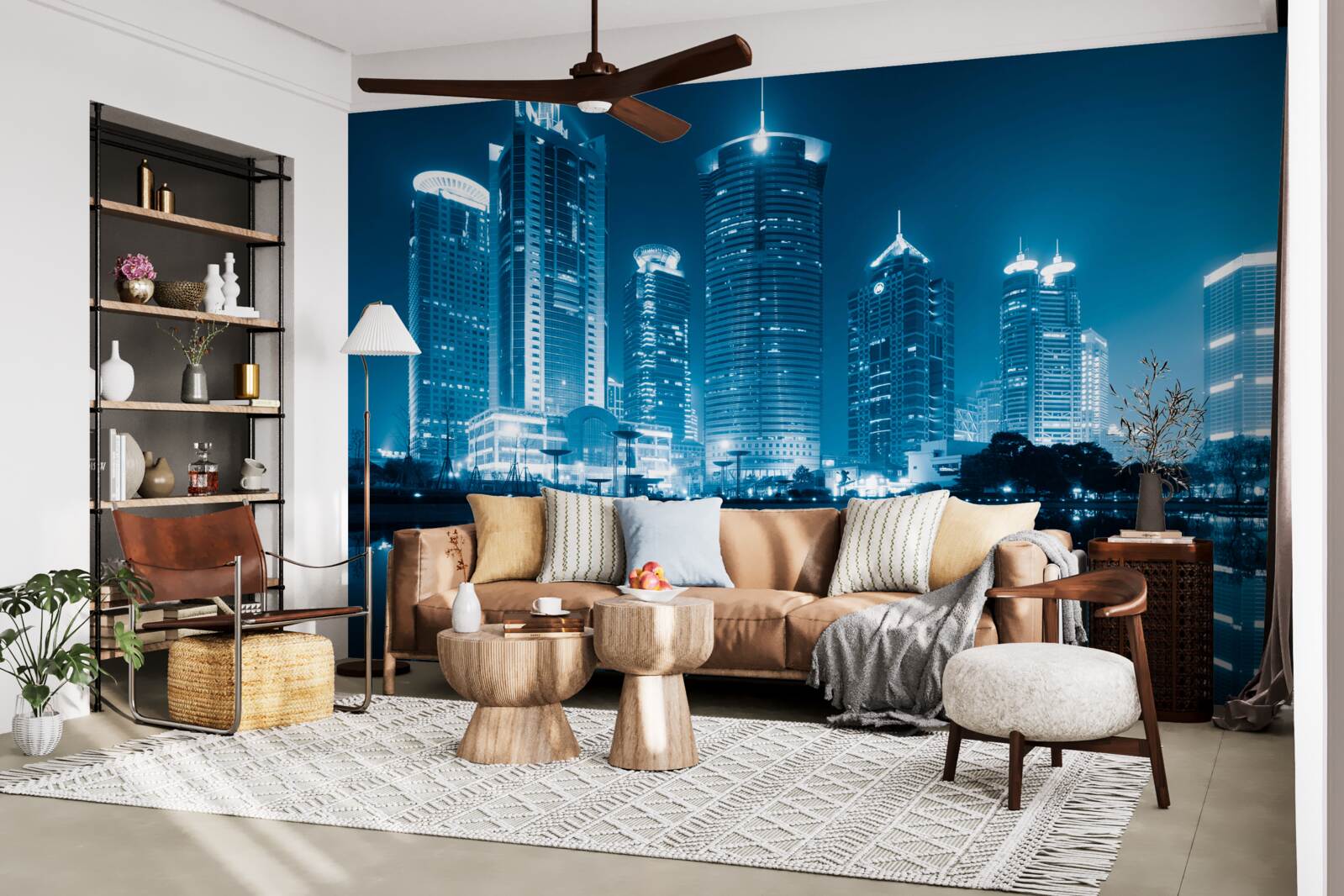 Fototapet noaptea shanghai în lumina felinarelor