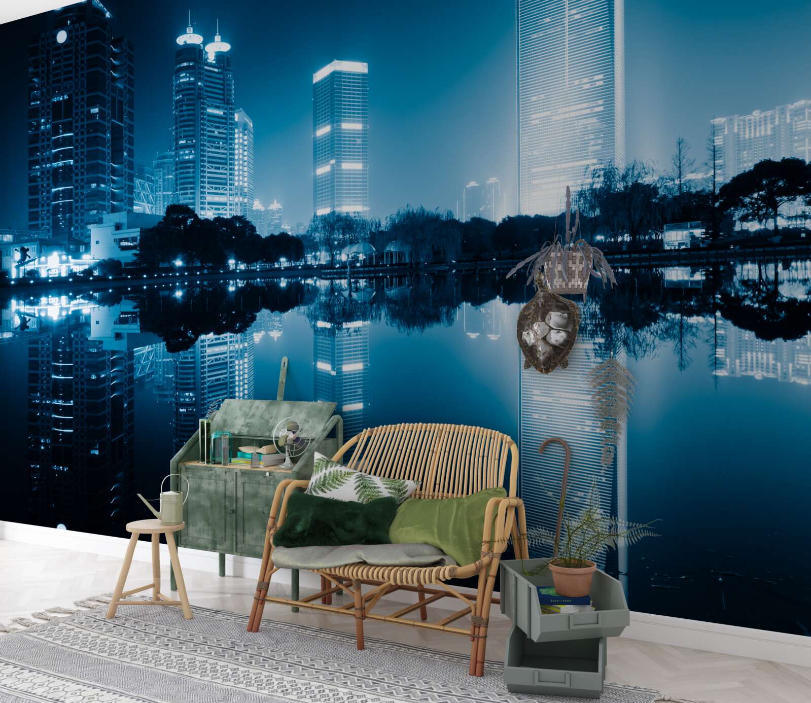 Fototapet afișarea luminilor orașului pe timp de noapte