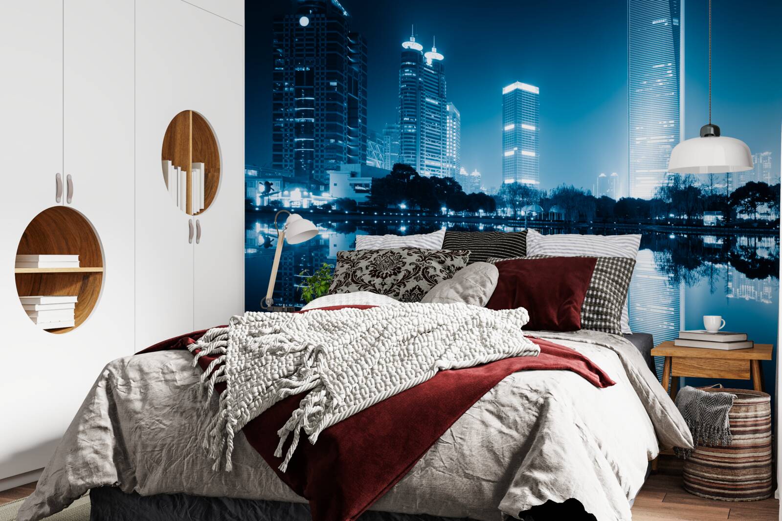 Fototapet afișarea luminilor orașului pe timp de noapte