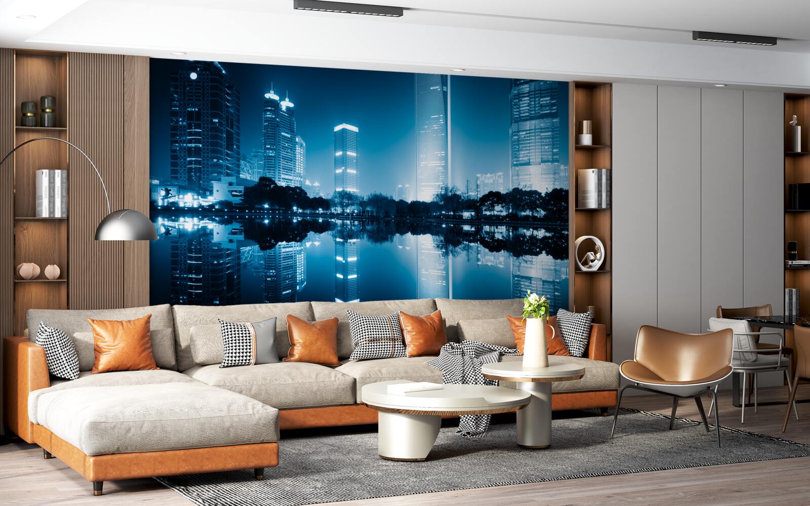 Fototapet afișarea luminilor orașului pe timp de noapte