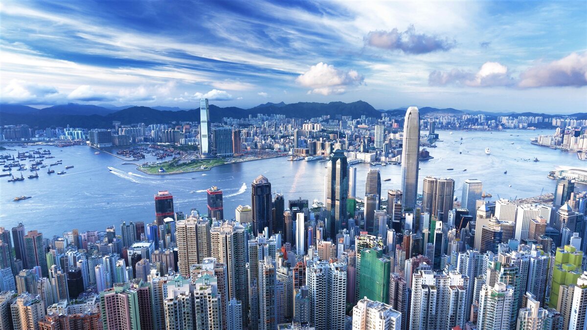 Fototapet zgârie-nori în portul victoria