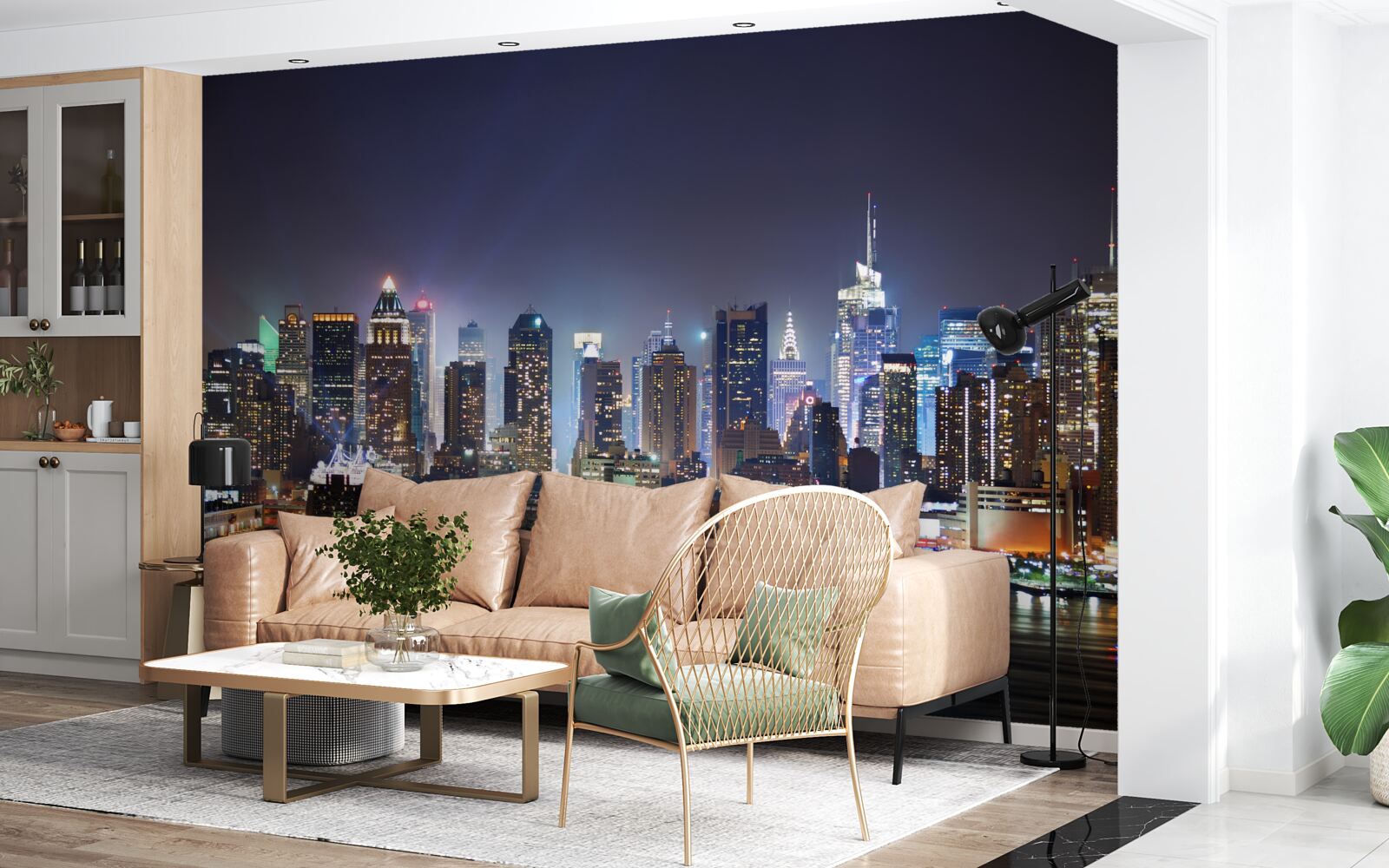 Fototapet zgârie-norii unui oraș mare noaptea