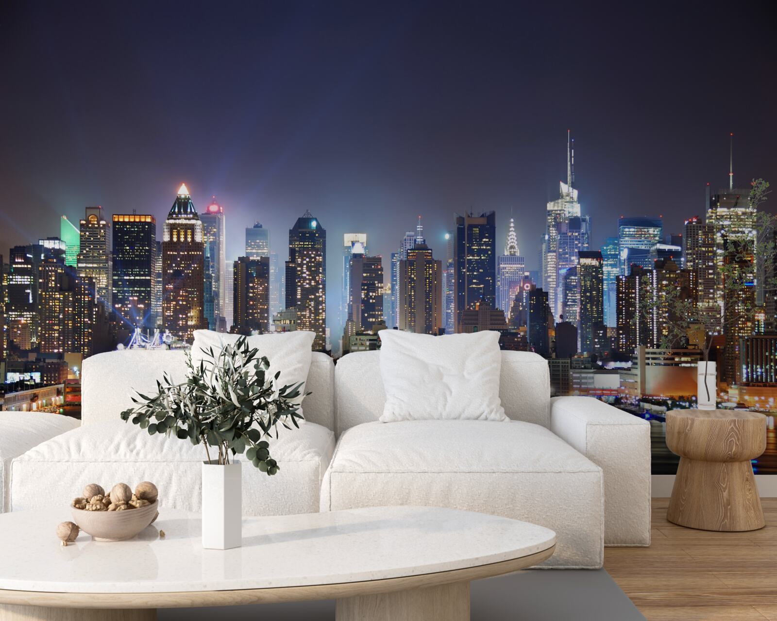 Fototapet zgârie-norii unui oraș mare noaptea