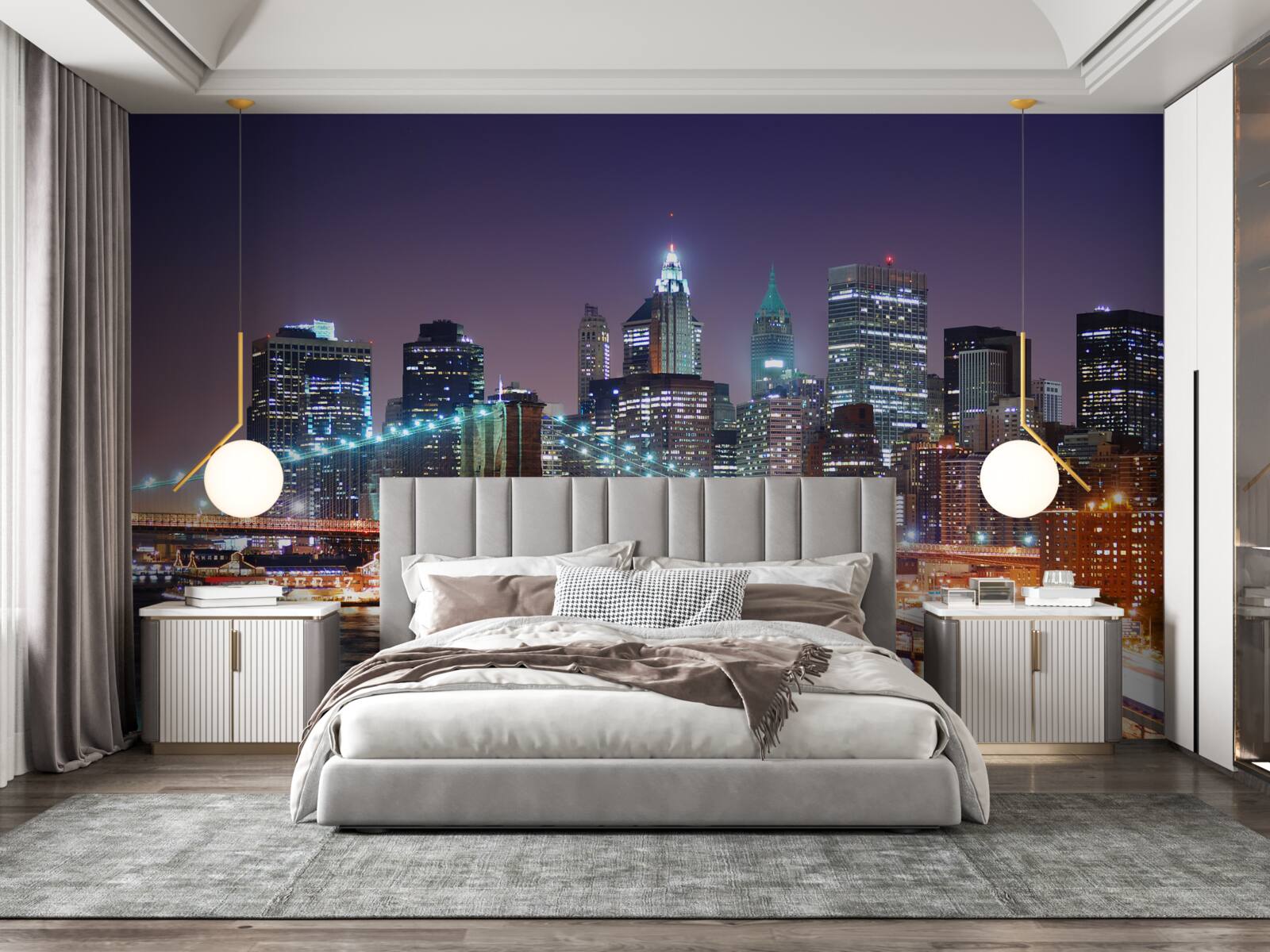 Fototapet podul brooklyn în linia orizontului de noapte