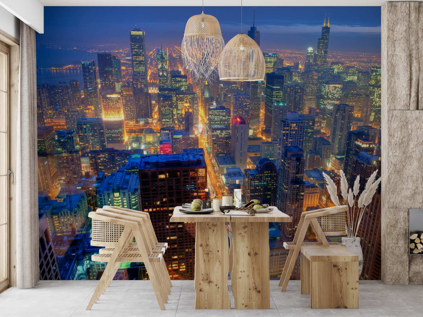 Fototapet Luminile orașului Chicago luminează străzile