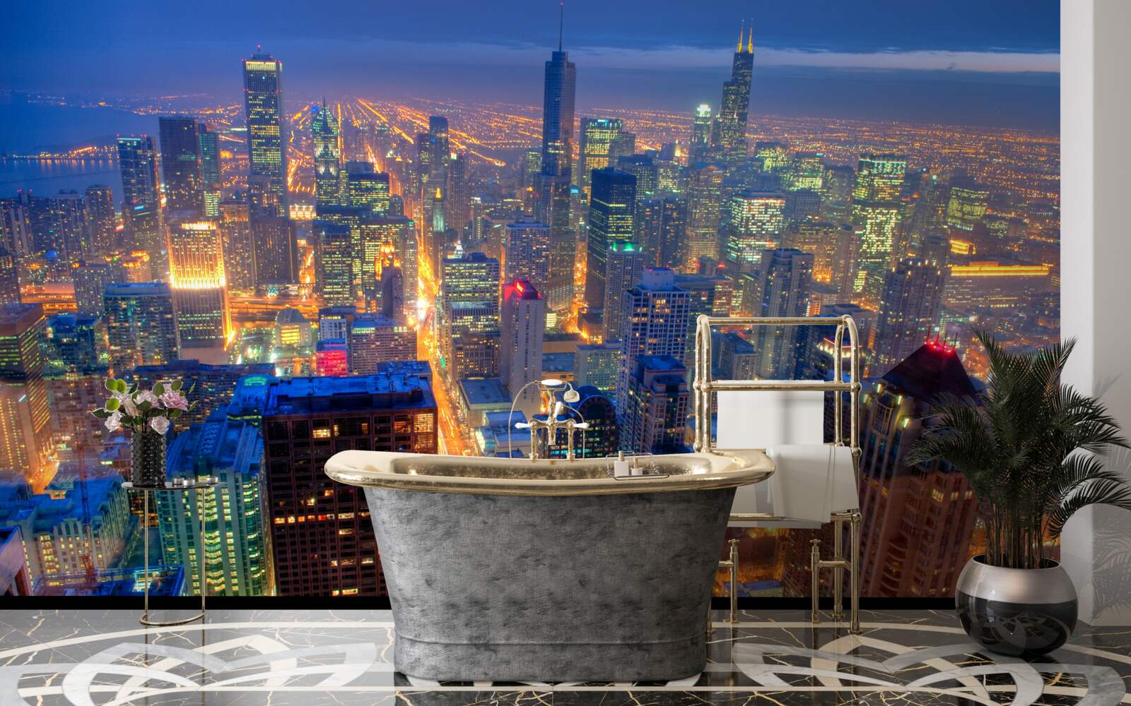 Fototapet Luminile orașului Chicago luminează străzile