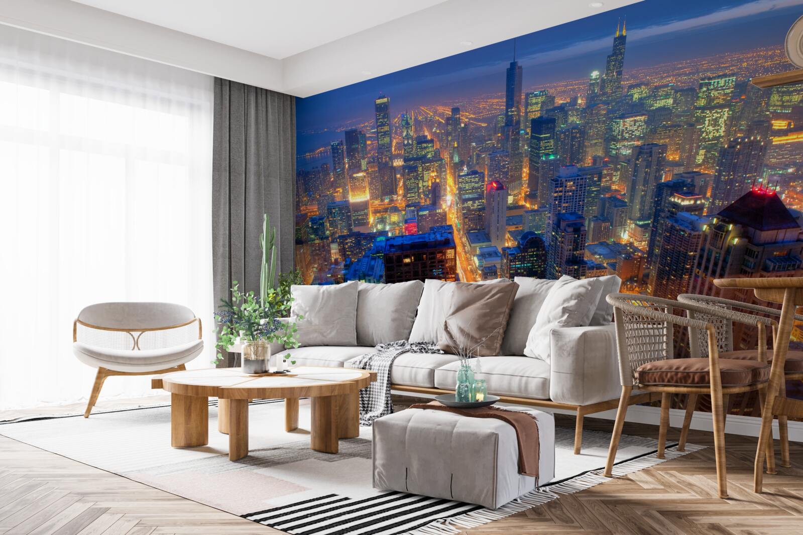 Fototapet Luminile orașului Chicago luminează străzile