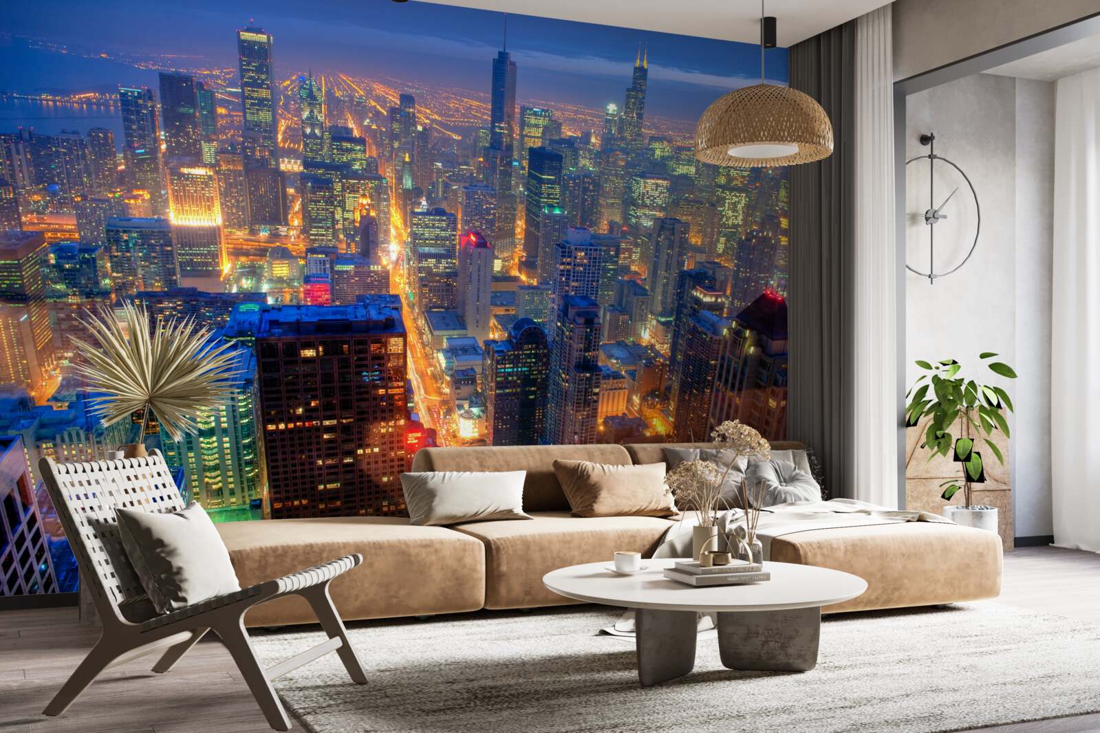 Fototapet Luminile orașului Chicago luminează străzile