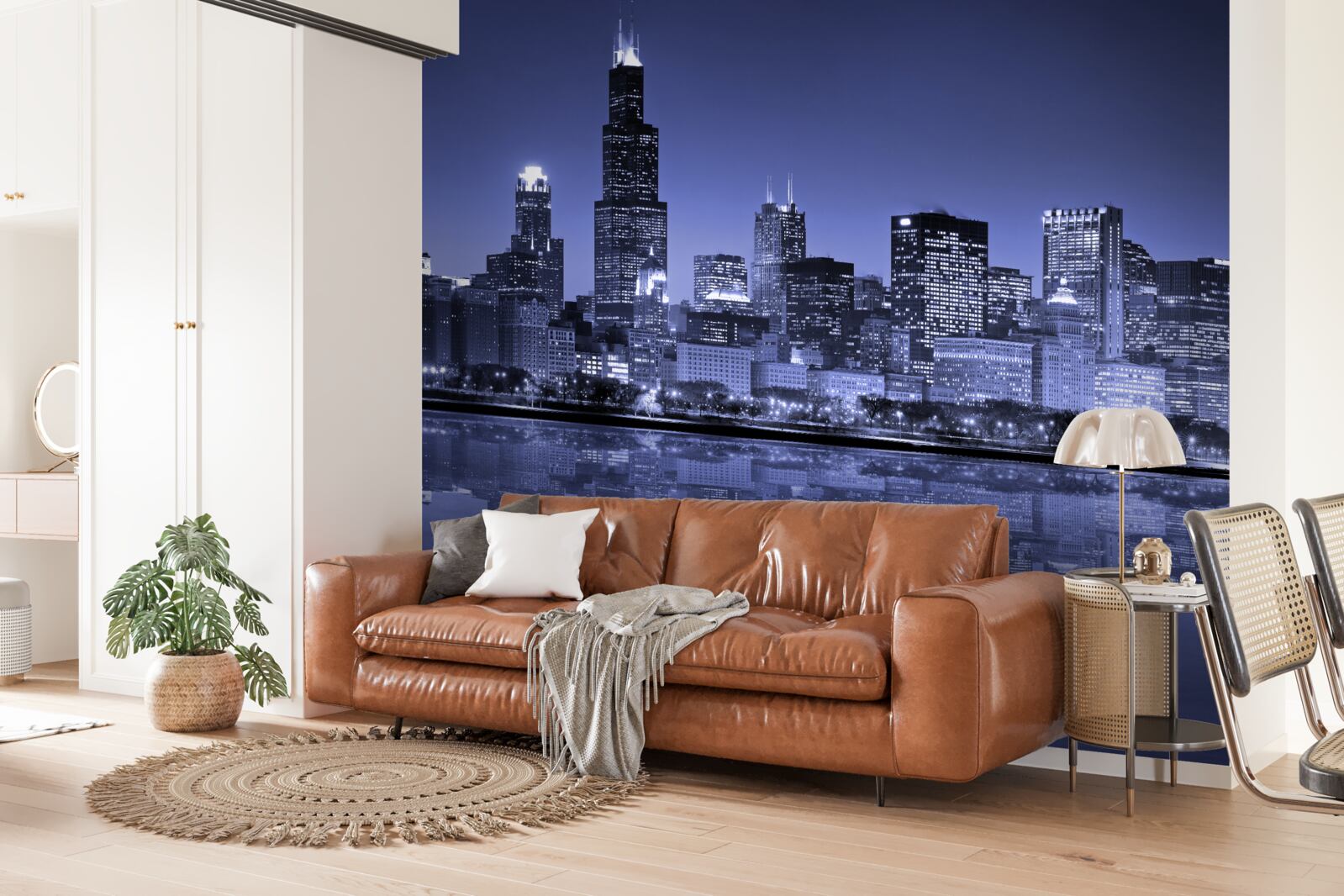 Fototapet vedere de noapte a orașului chicago