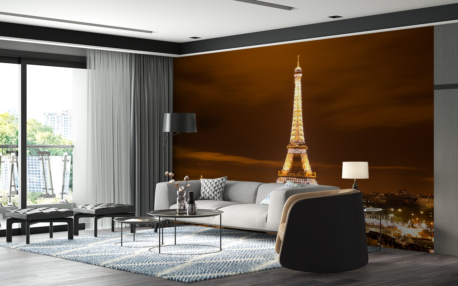 Fototapet sufletul Parisului pe timp de noapte