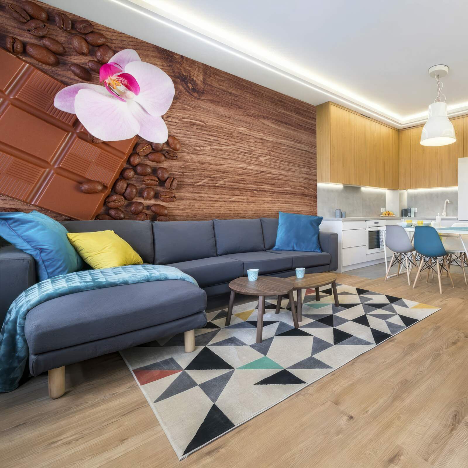 Fototapet orhidee albă ca zăpada înmuiată în cafea și ciocolată