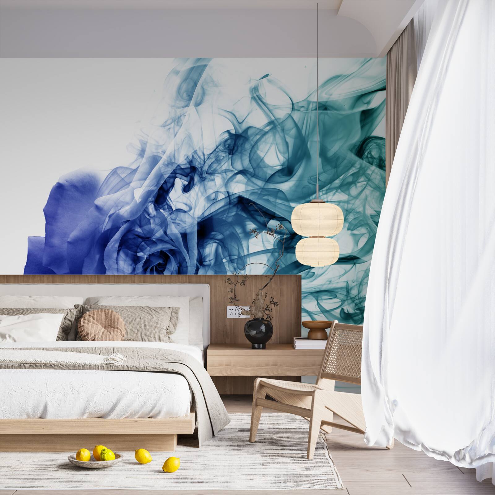 Fototapet trandafir albastru într-o ceață de albastru ceresc