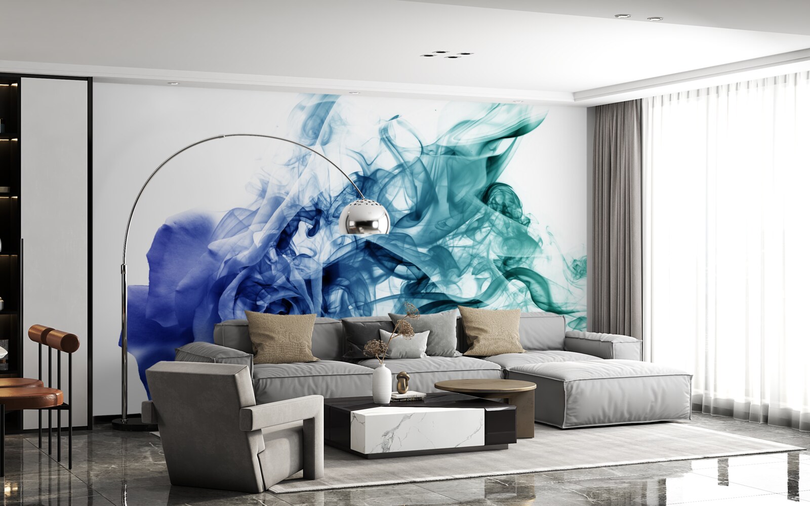 Fototapet trandafir albastru într-o ceață de albastru ceresc