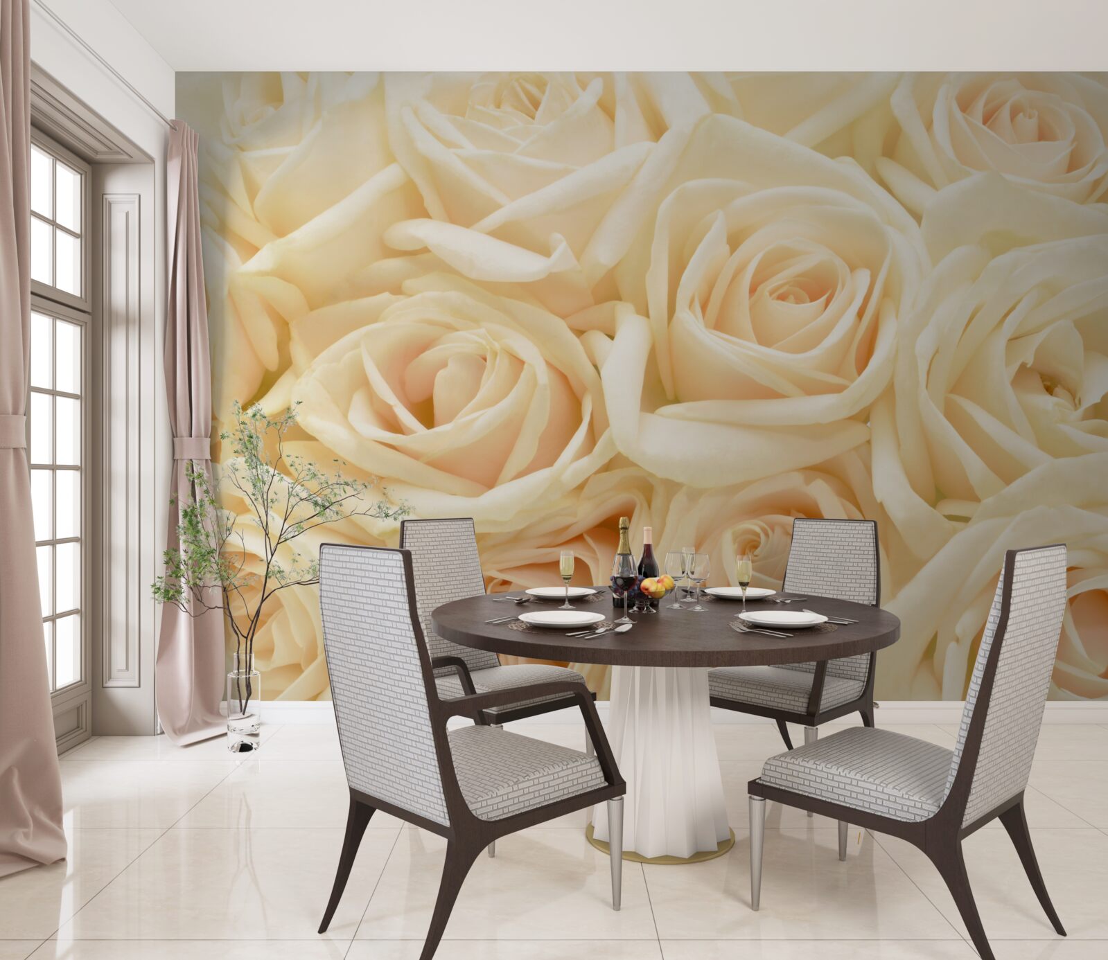 Fototapet buchet de trandafiri crem