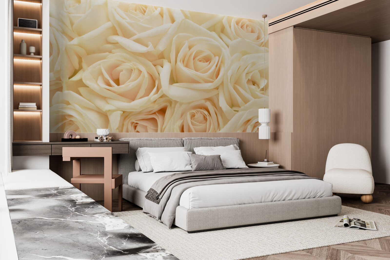 Fototapet buchet de trandafiri crem