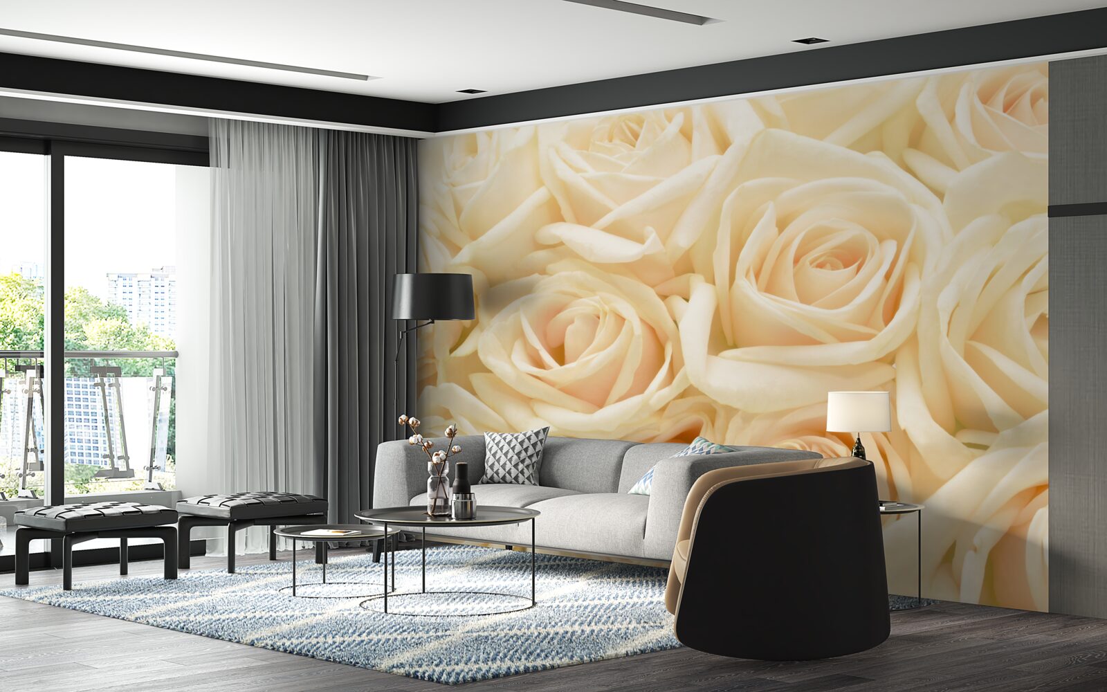 Fototapet buchet de trandafiri crem