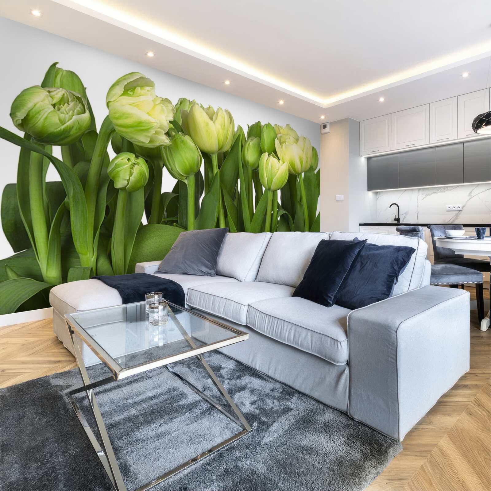 Fototapet set de lalele de lumină parțial deschise