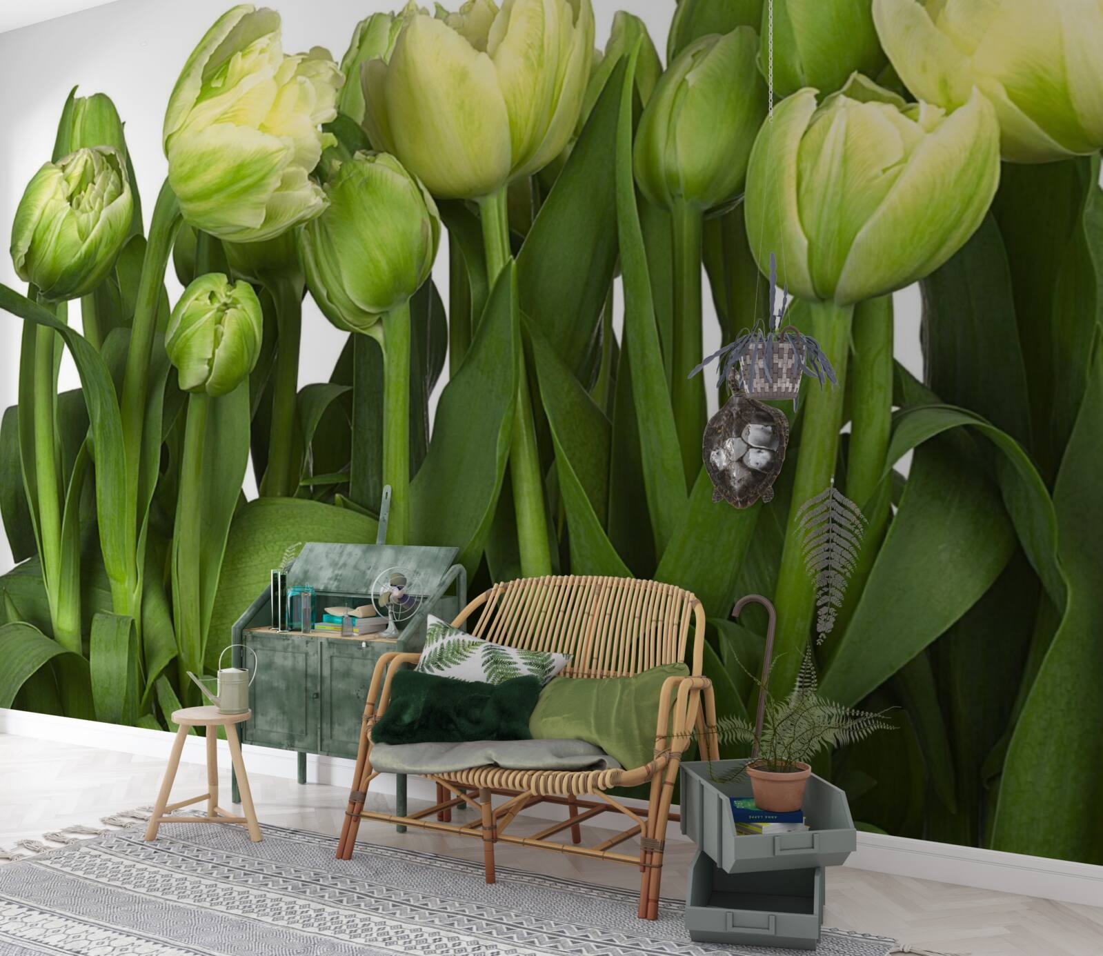 Fototapet set de lalele de lumină parțial deschise