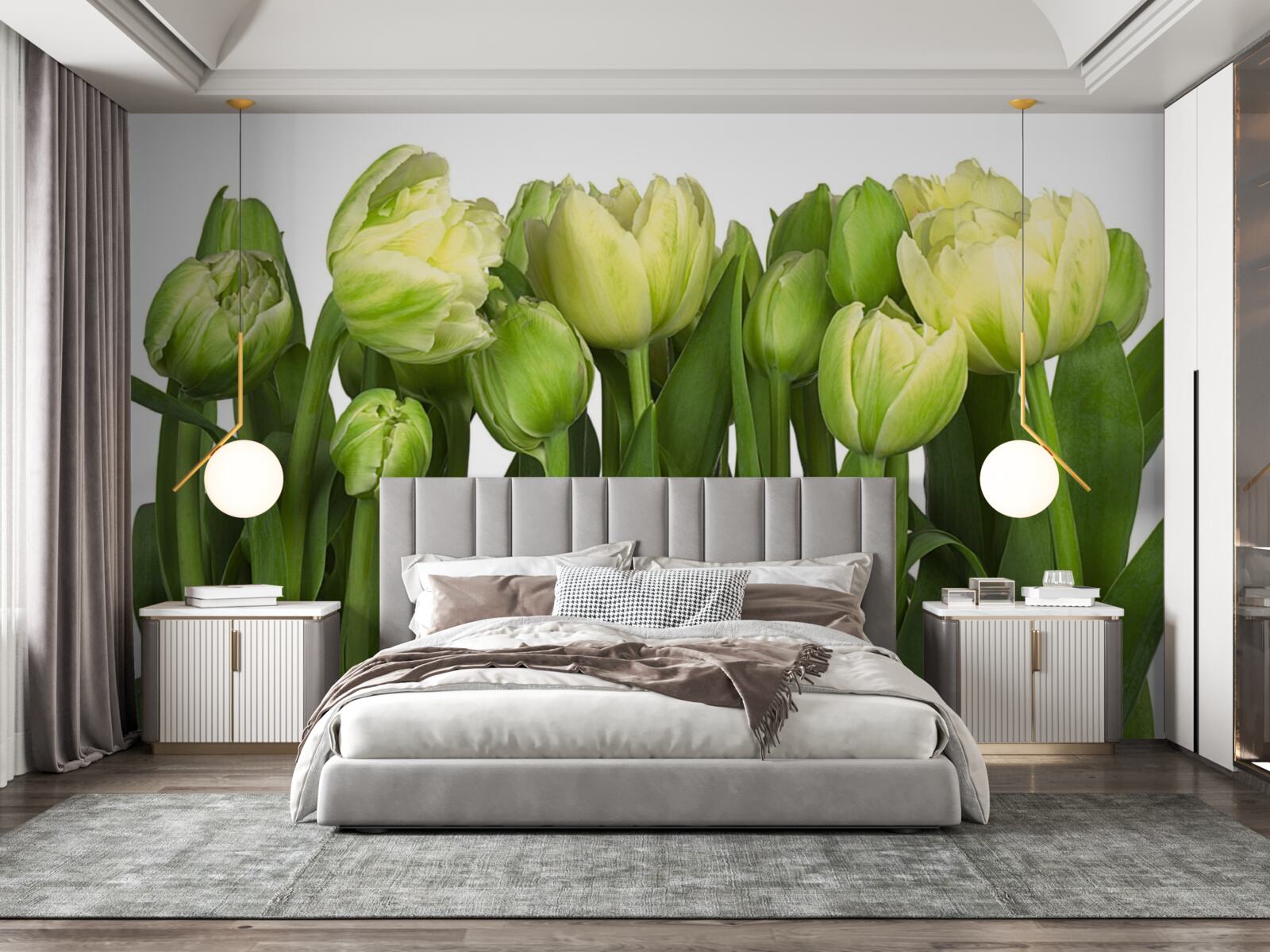 Fototapet set de lalele de lumină parțial deschise