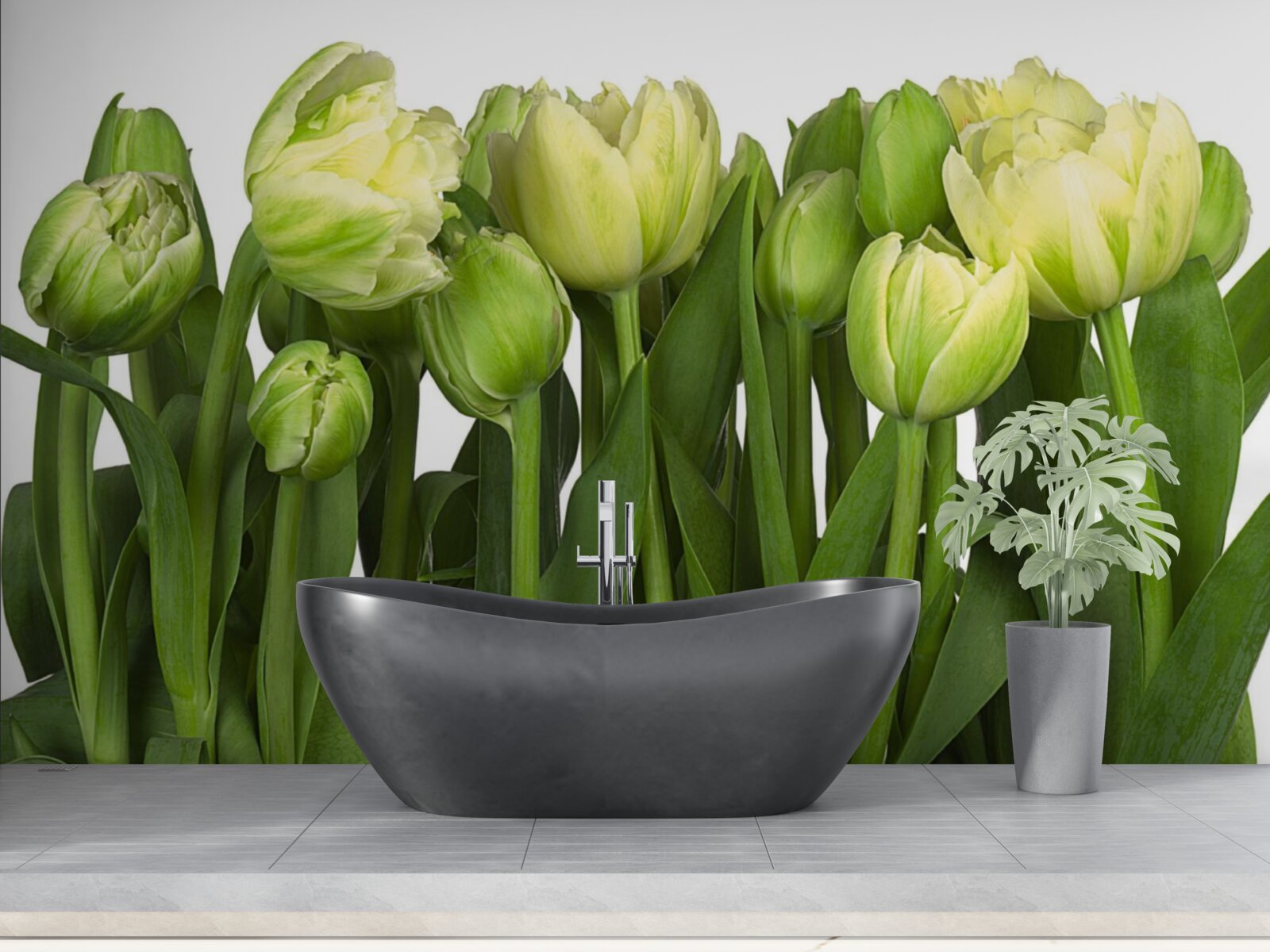 Fototapet set de lalele de lumină parțial deschise