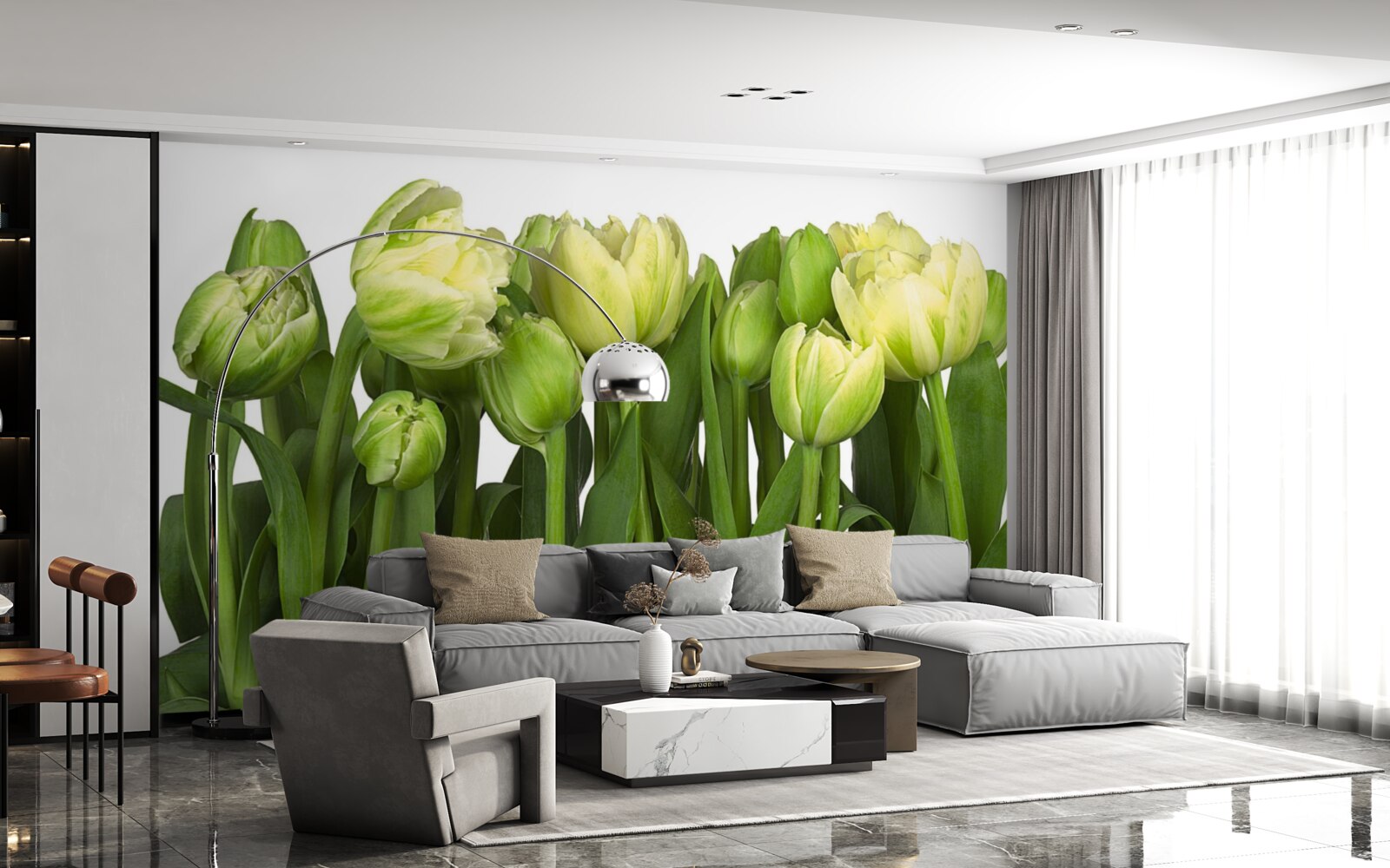 Fototapet set de lalele de lumină parțial deschise