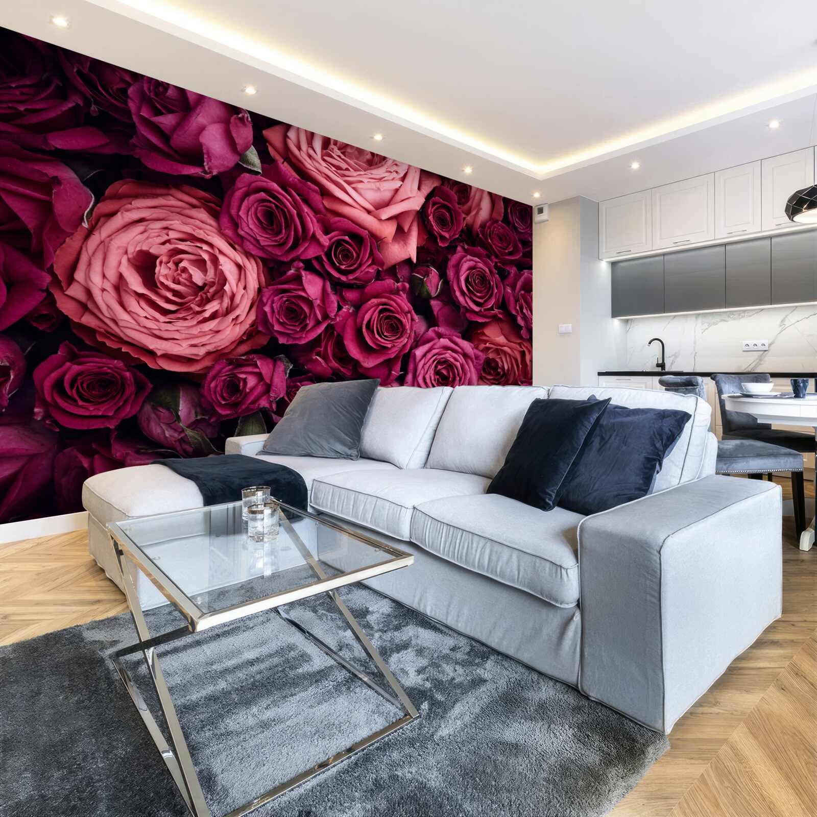 Fototapet combinație de trandafiri roz parfumați