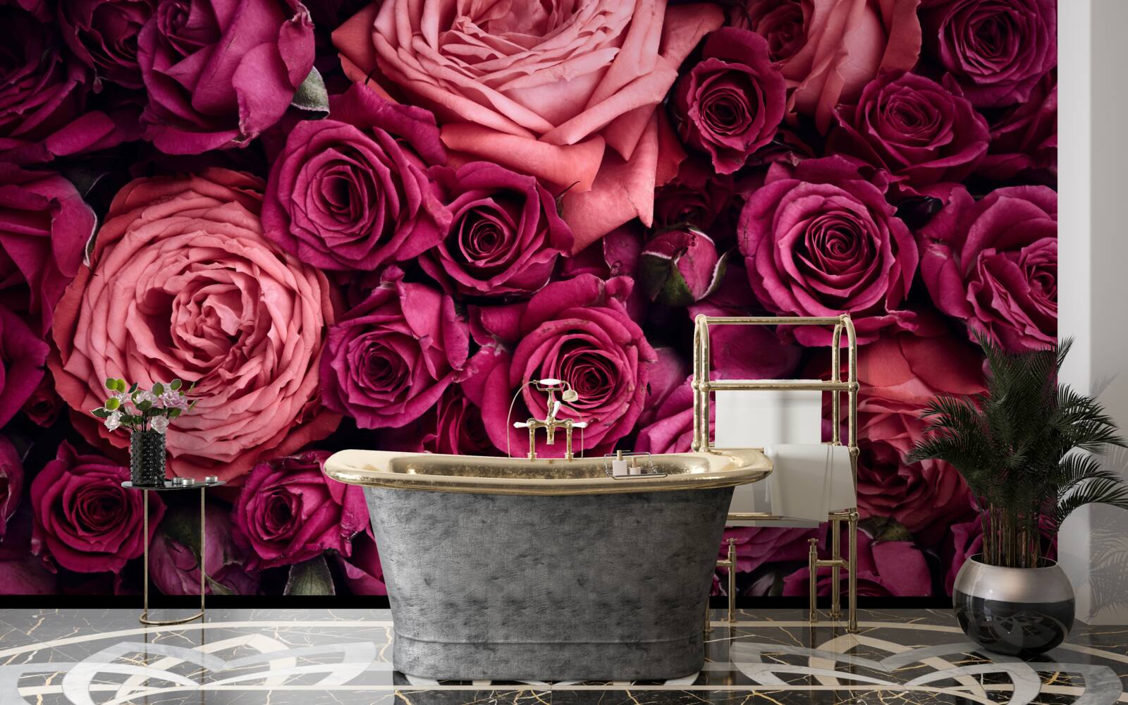 Fototapet combinație de trandafiri roz parfumați