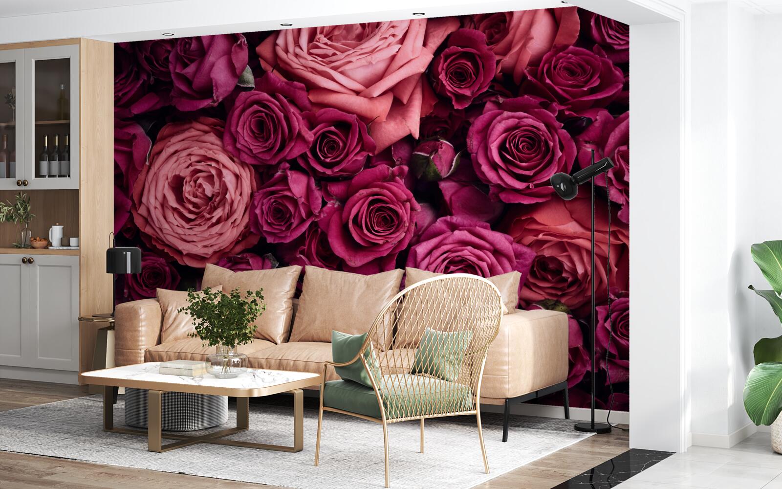 Fototapet combinație de trandafiri roz parfumați