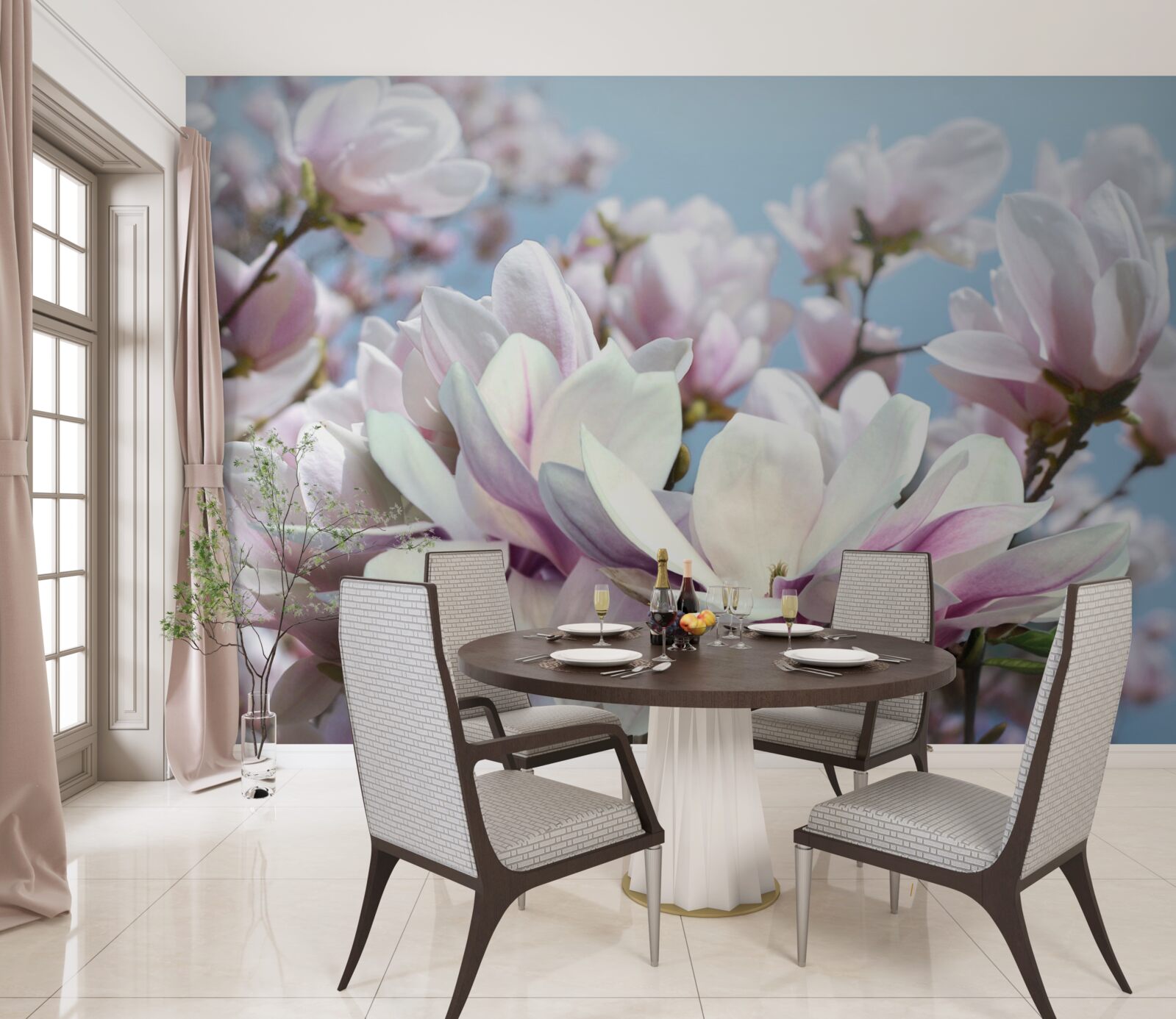 Fototapet magnolie învelită în flori