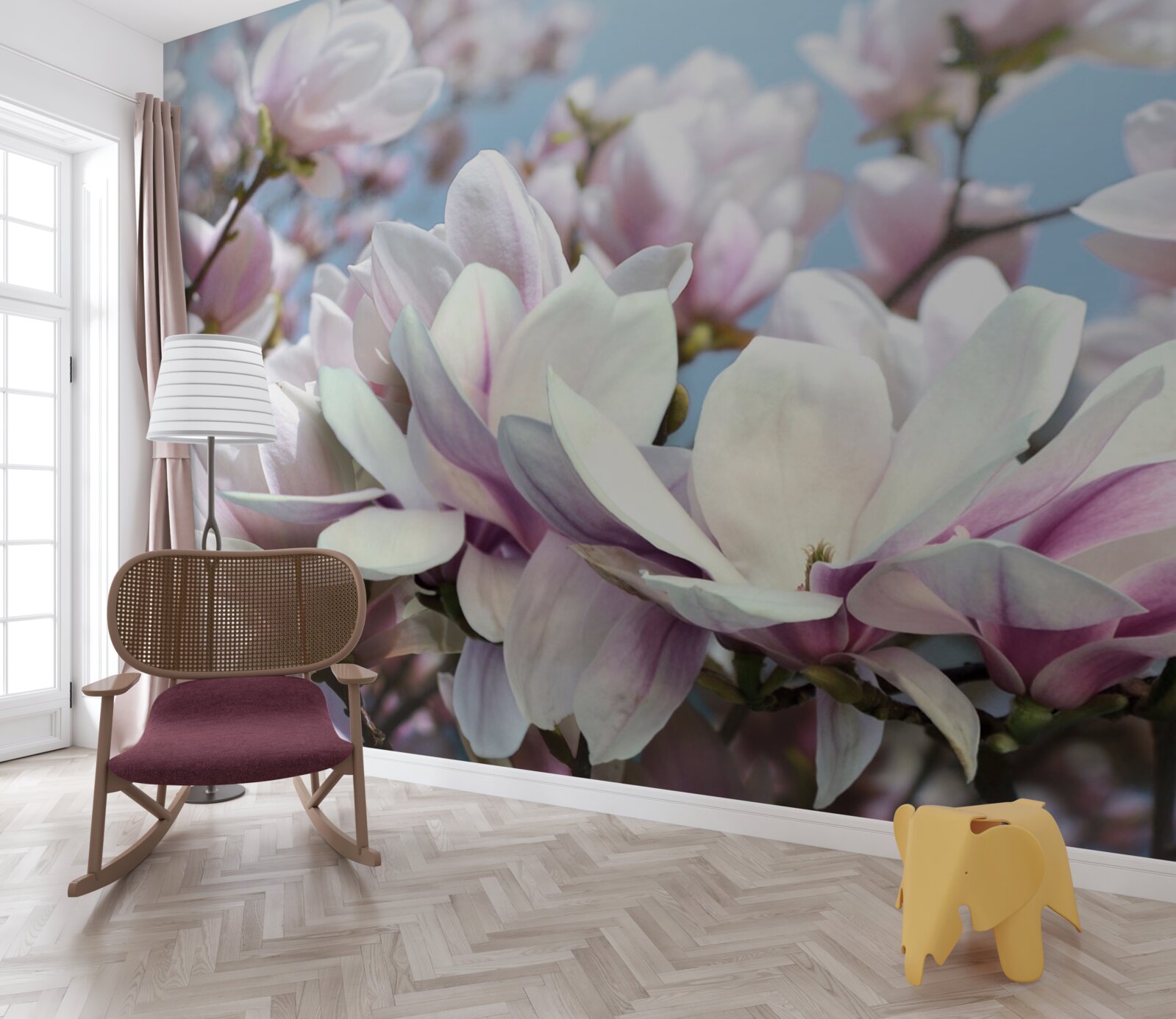 Fototapet magnolie învelită în flori