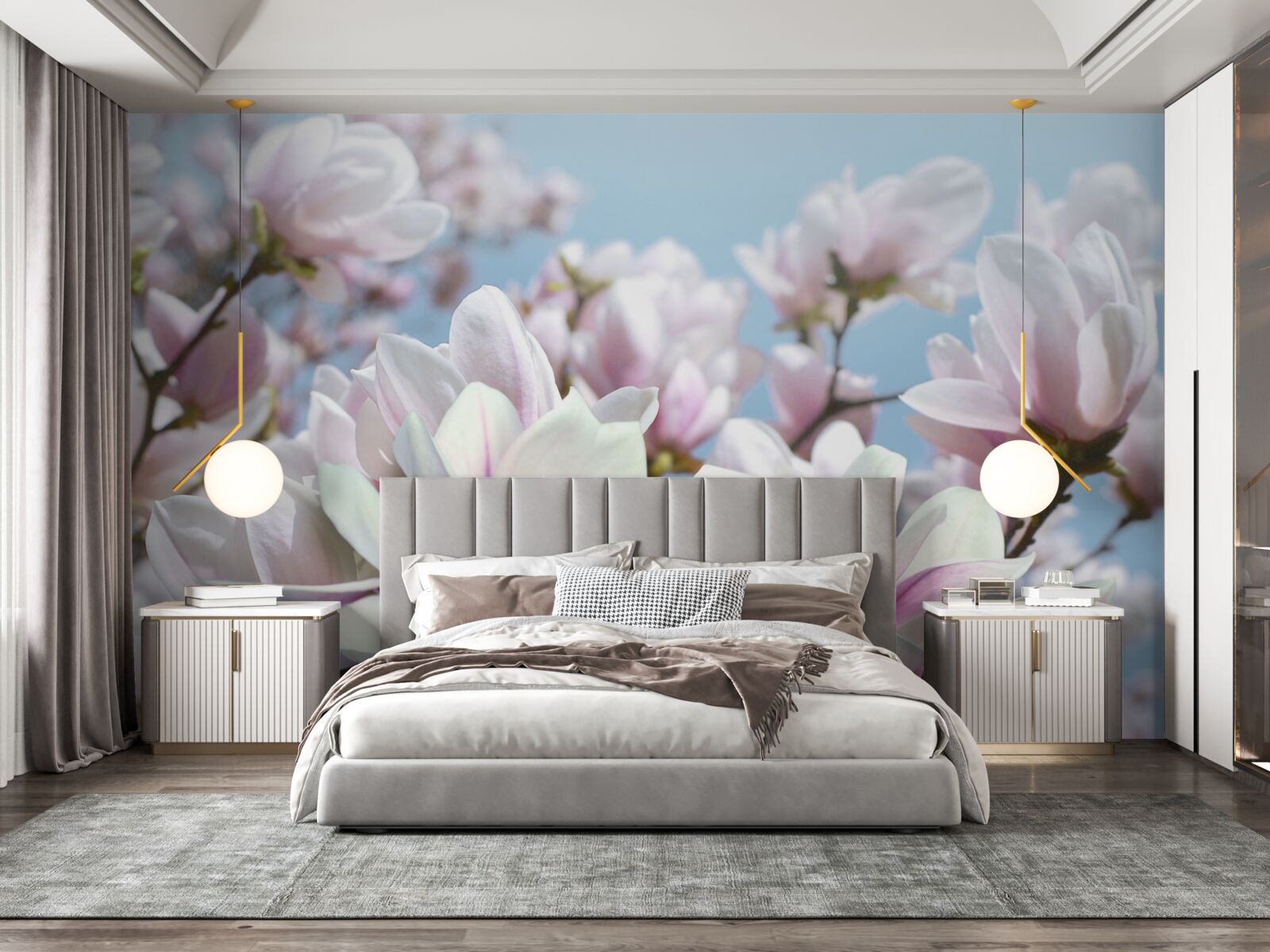 Fototapet magnolie învelită în flori