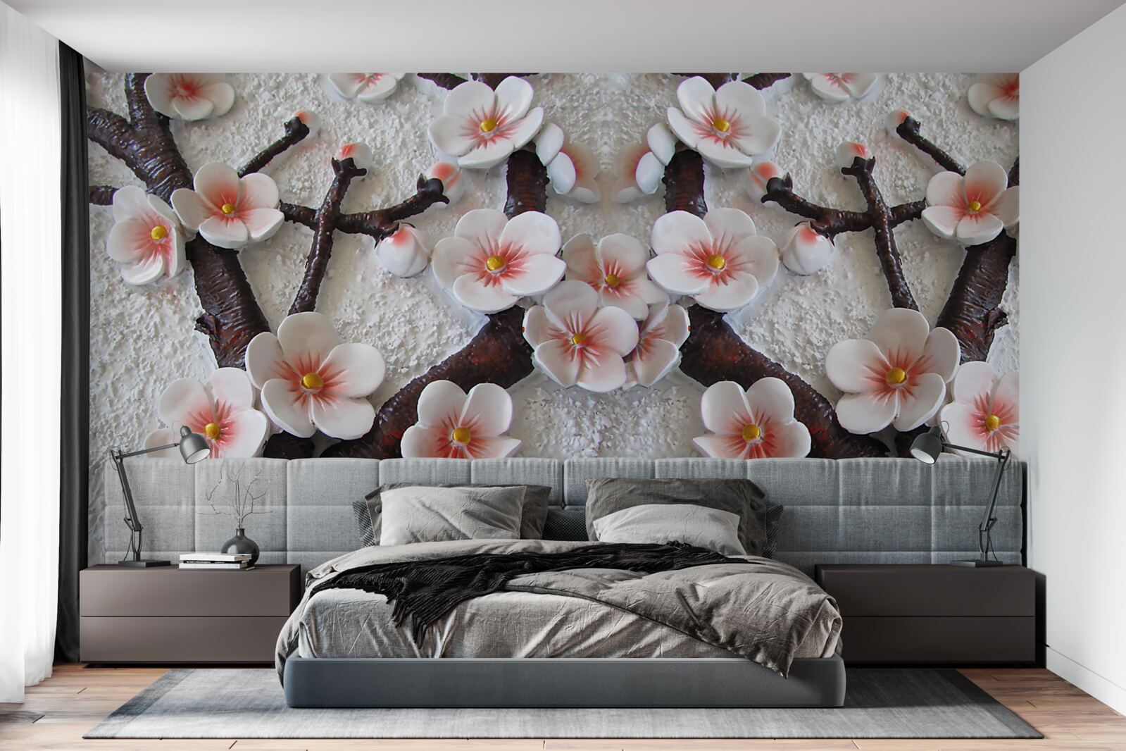 Fototapet sakura udat de o ramură înflorită