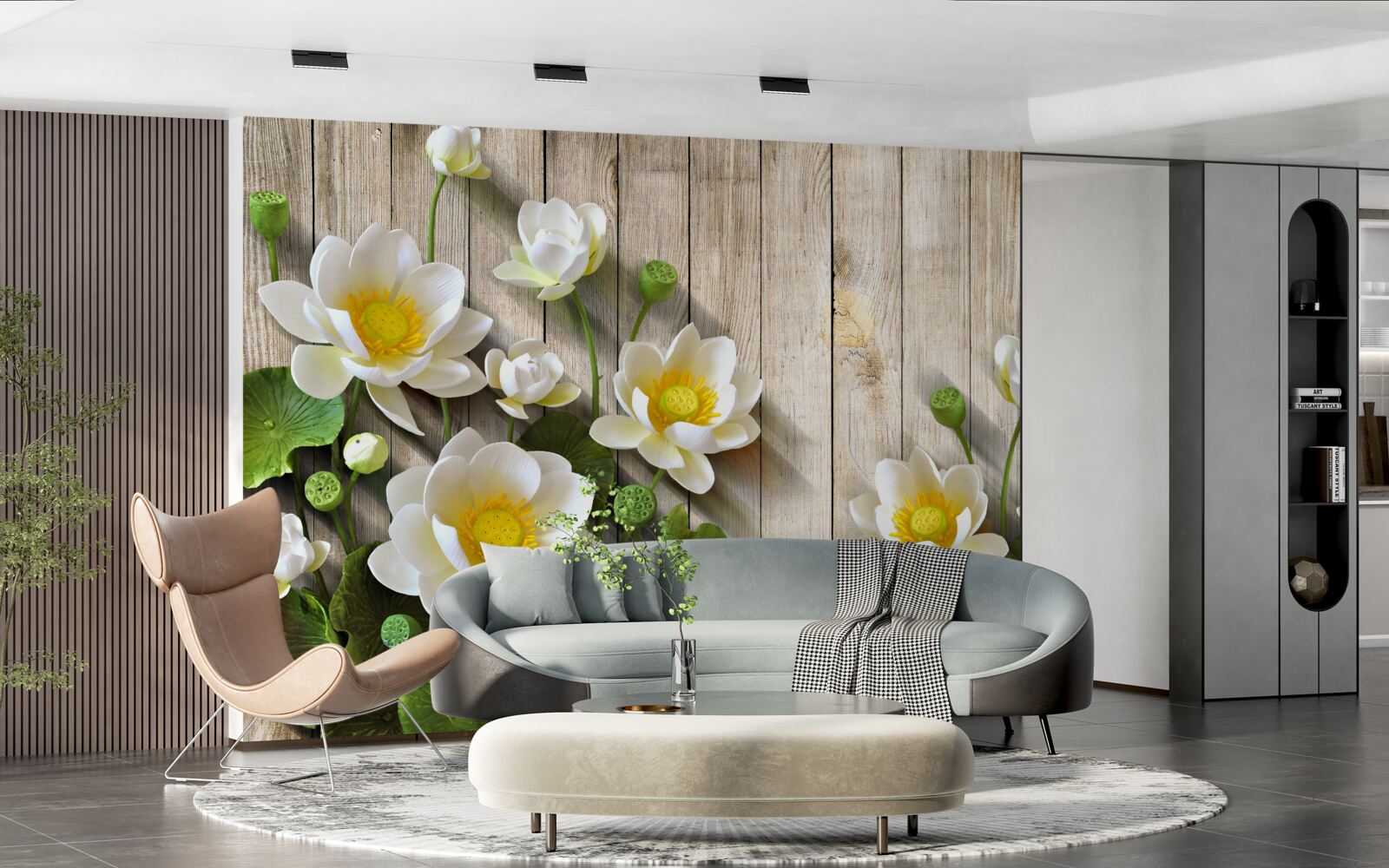 Fototapet crini cu un miez galben și o nuanță albă ca zăpada