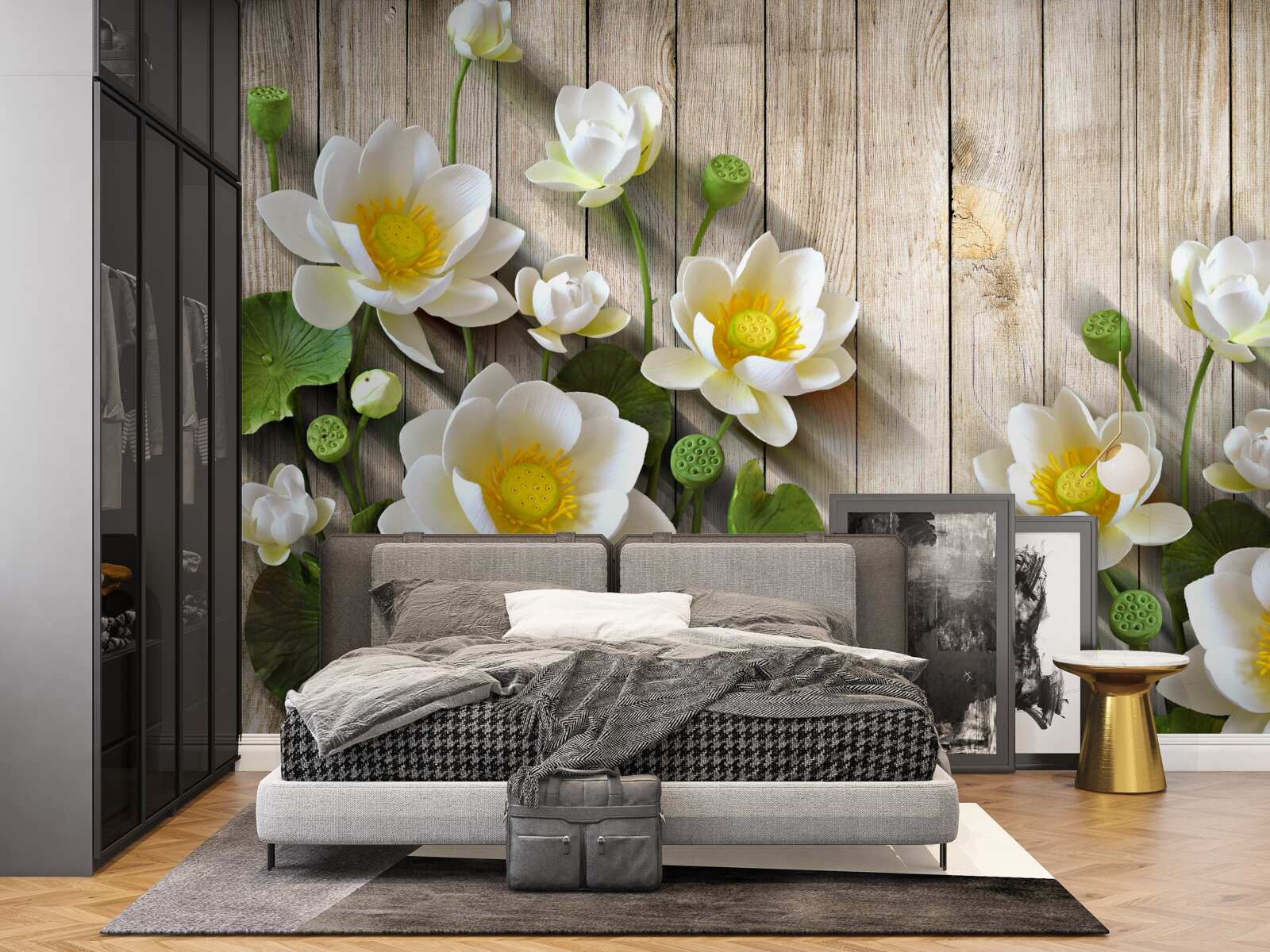 Fototapet crini cu un miez galben și o nuanță albă ca zăpada