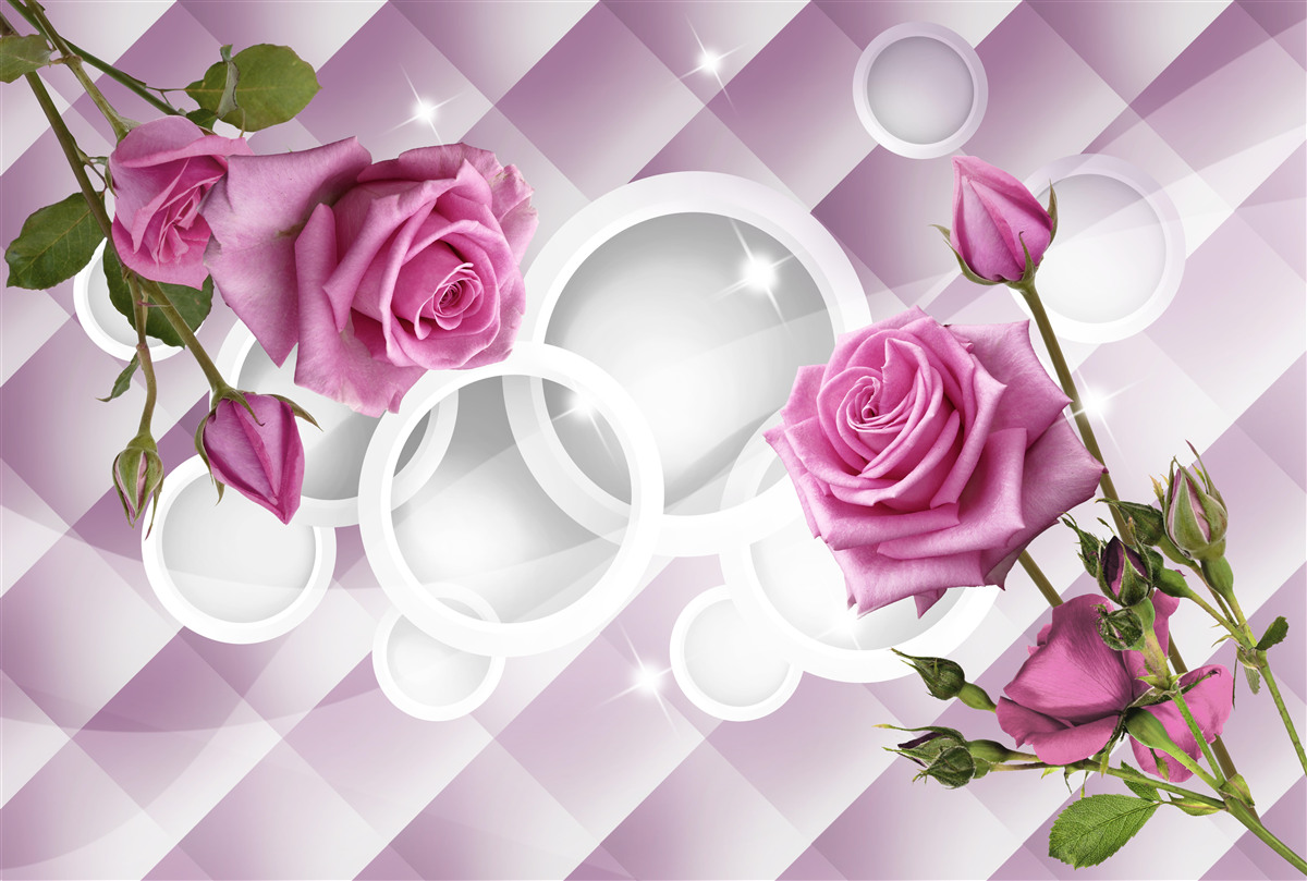 Fototapet trandafiri de liliac pe un fundal ambiguu