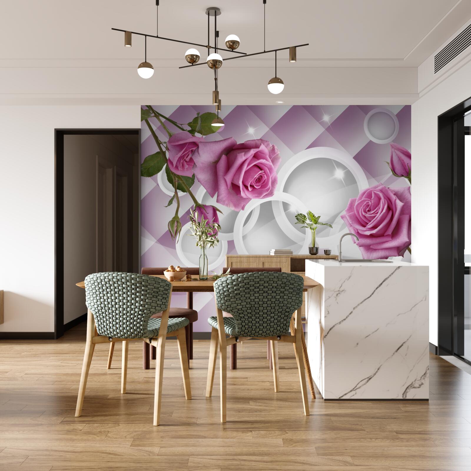 Fototapet trandafiri de liliac pe un fundal ambiguu