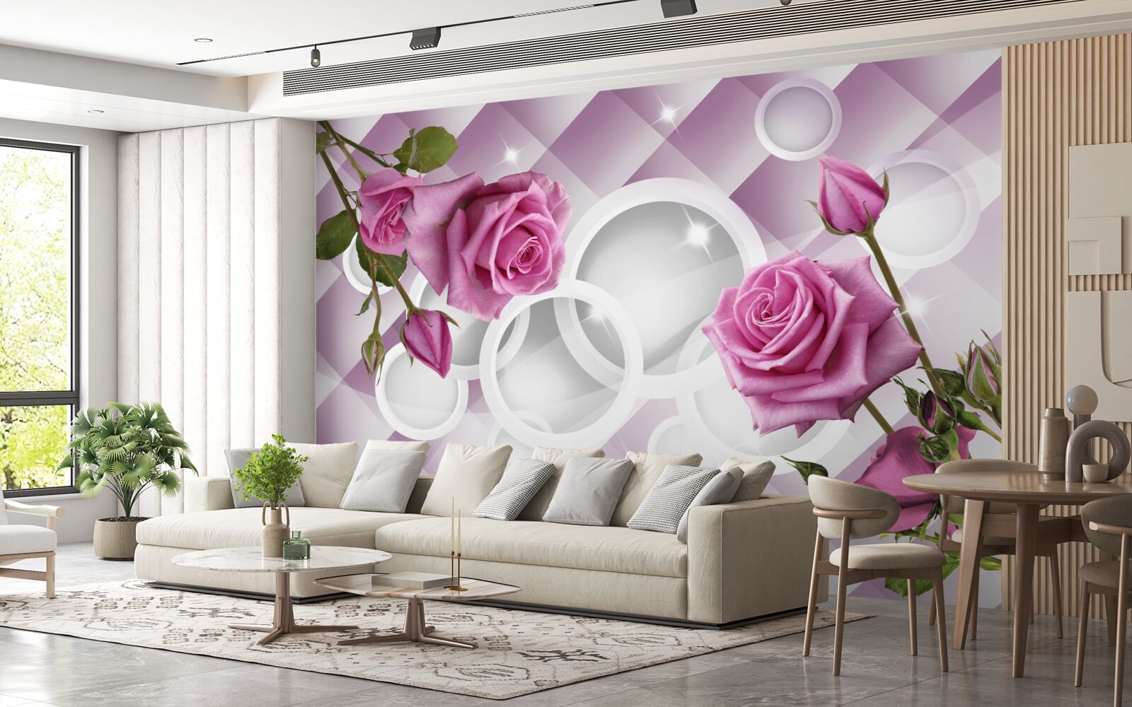 Fototapet trandafiri de liliac pe un fundal ambiguu