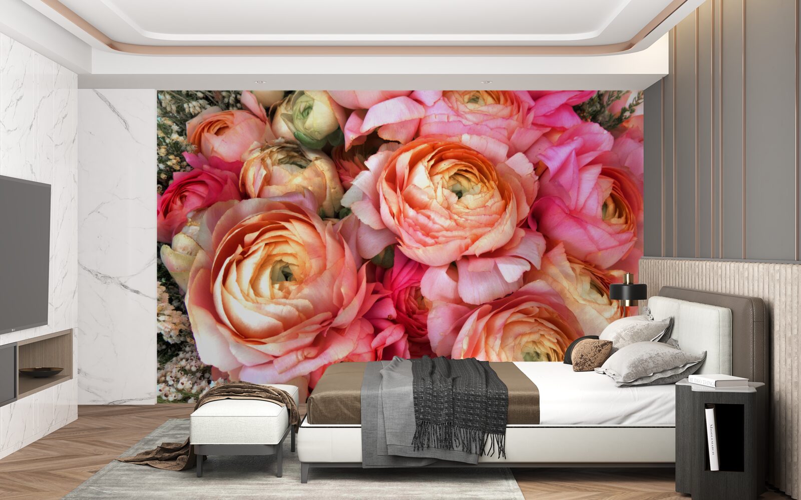 Fototapet bujori bogat colorați