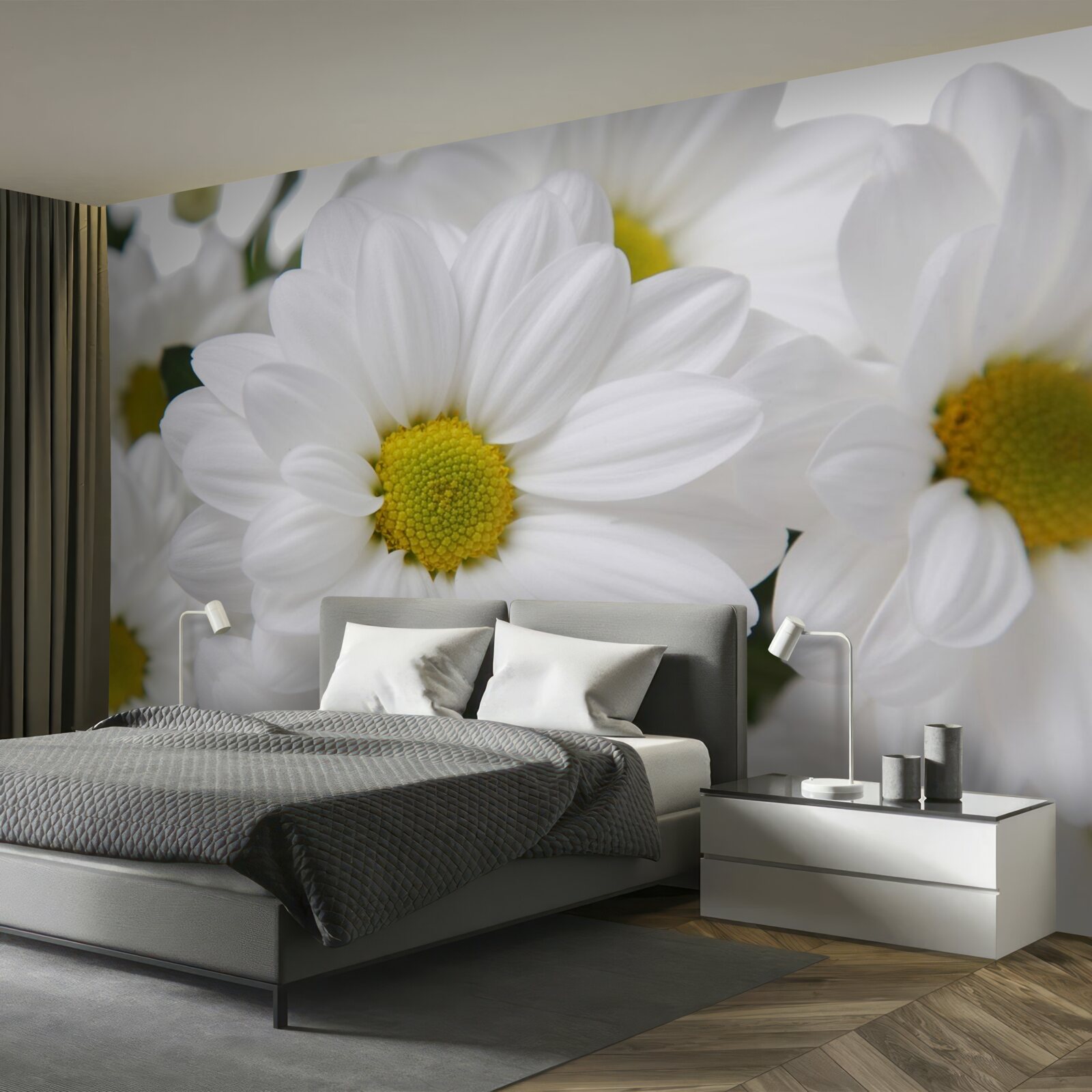 Fototapet compoziție de crizanteme albe ca zăpada